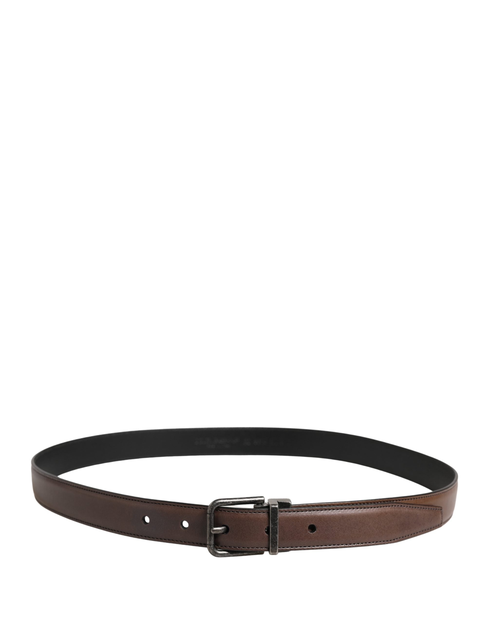 Dolce & Gabbana Herren Brauner Klassischer Ledergürtel mit Metallschnalle