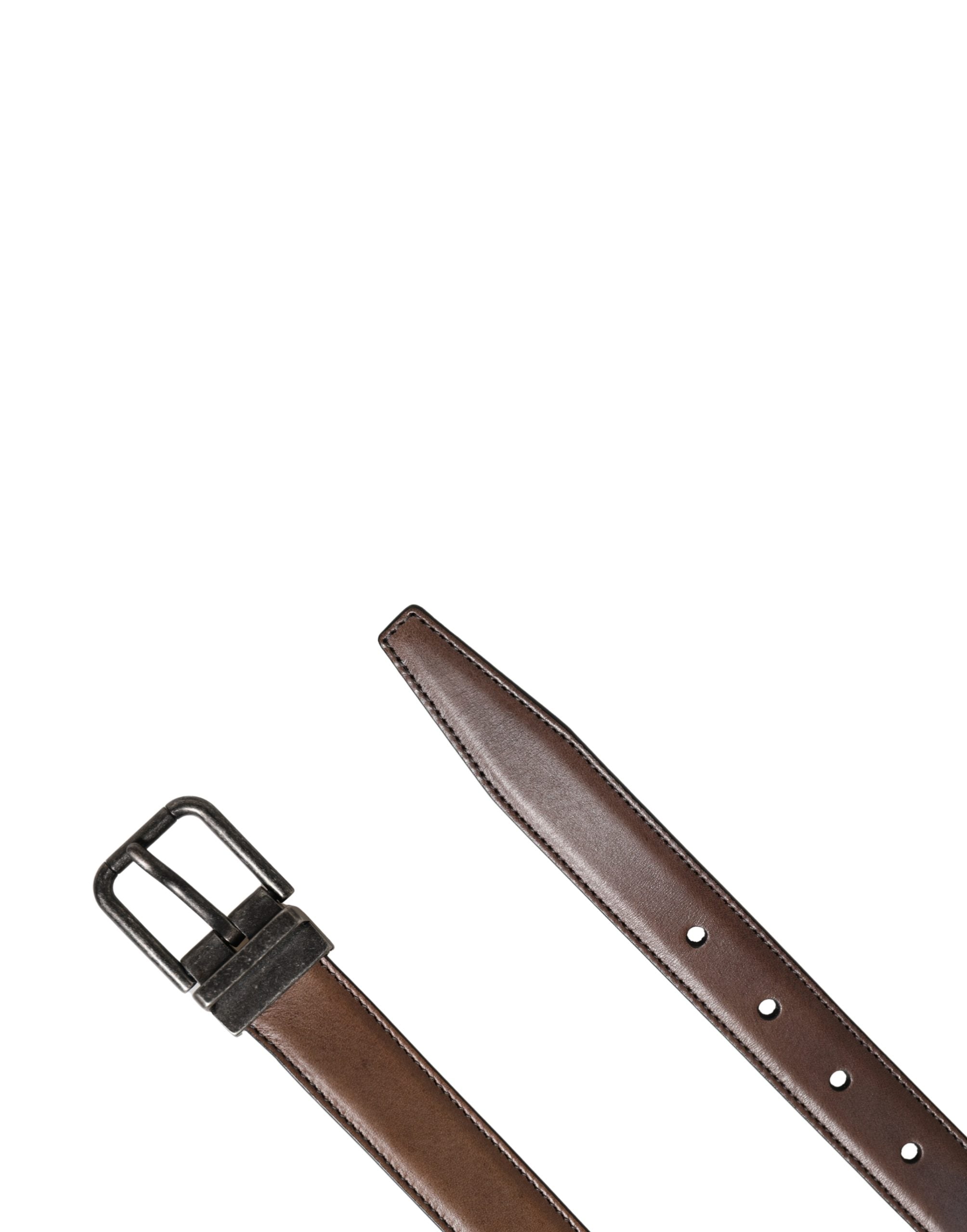 Dolce & Gabbana Herren Brauner Klassischer Ledergürtel mit Metallschnalle