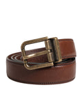 Dolce & Gabbana Men's Brown Classic Leather Belt with Metal Buckle
