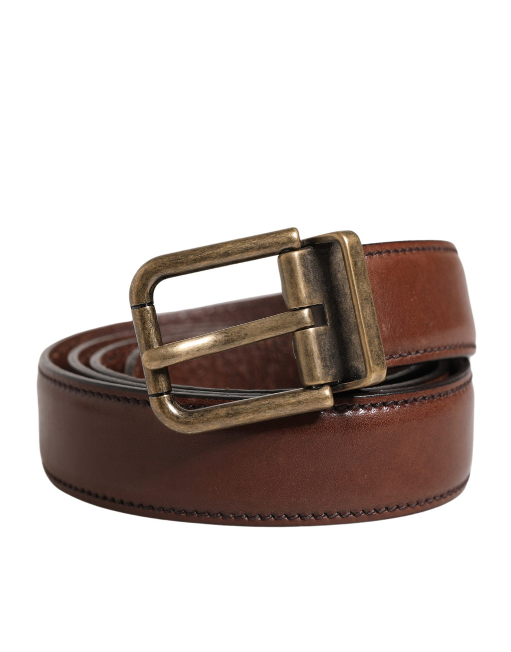Dolce & Gabbana Men's Brown Classic Leather Belt with Metal Buckle