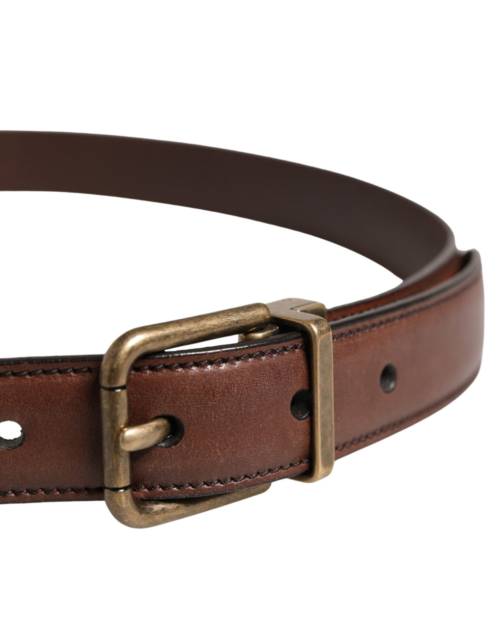 Dolce & Gabbana Men's Brown Classic Leather Belt with Metal Buckle