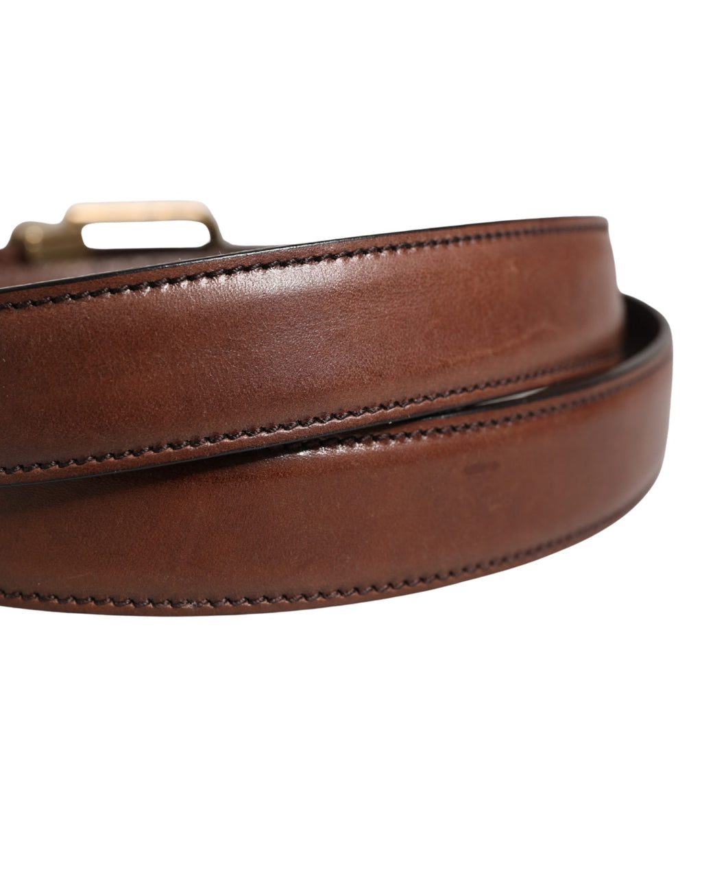 Dolce & Gabbana Men's Brown Classic Leather Belt with Metal Buckle