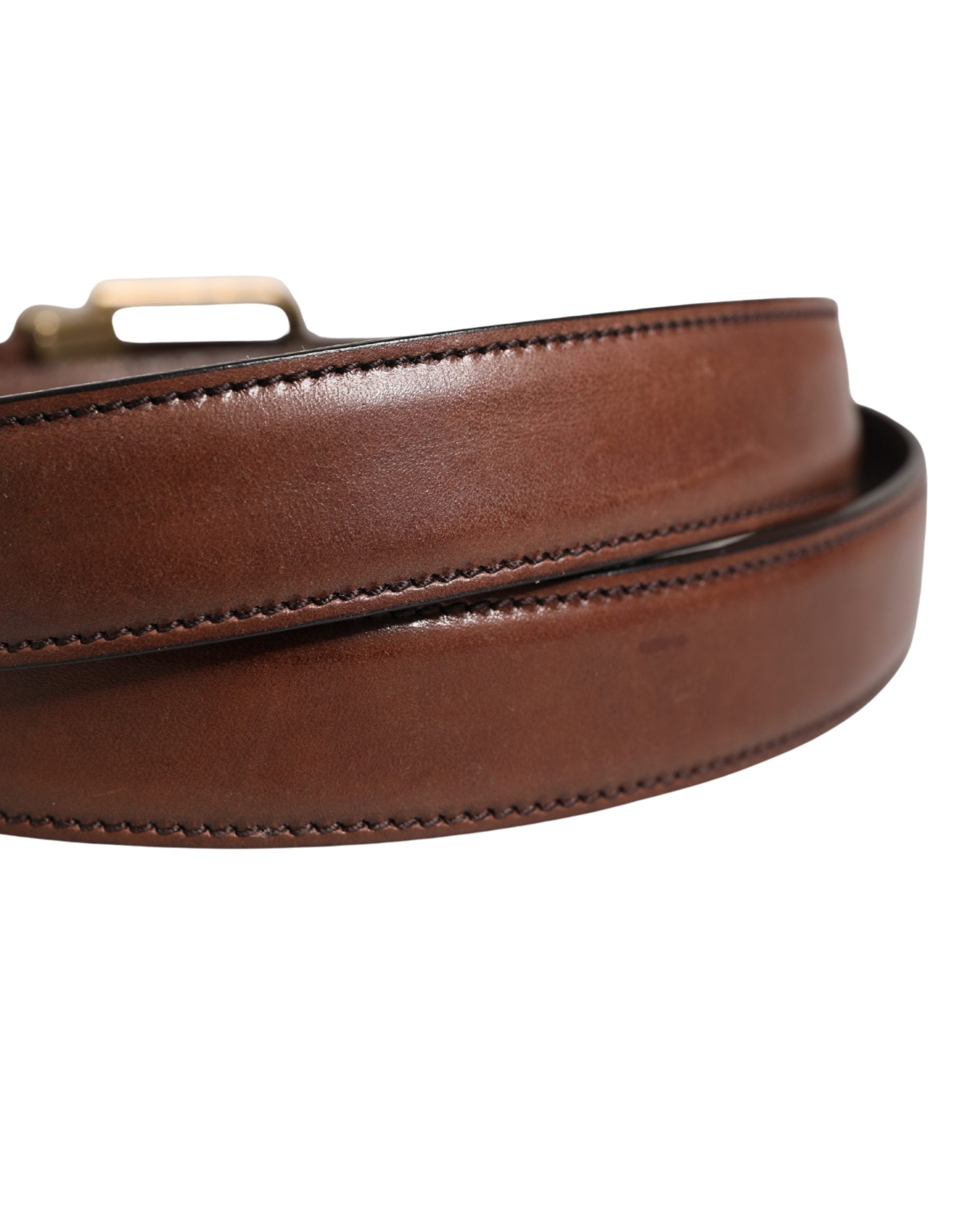 Dolce & Gabbana Men's Brown Classic Leather Belt with Metal Buckle