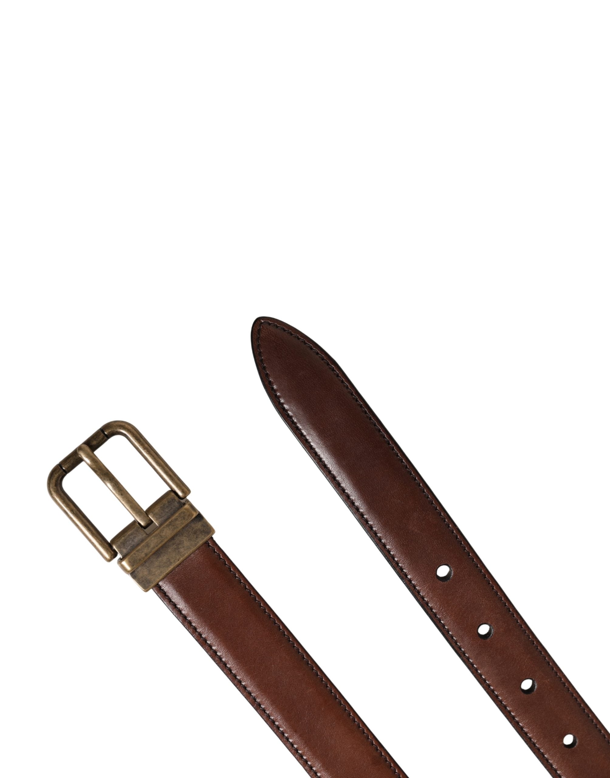 Dolce & Gabbana Men's Brown Classic Leather Belt with Metal Buckle