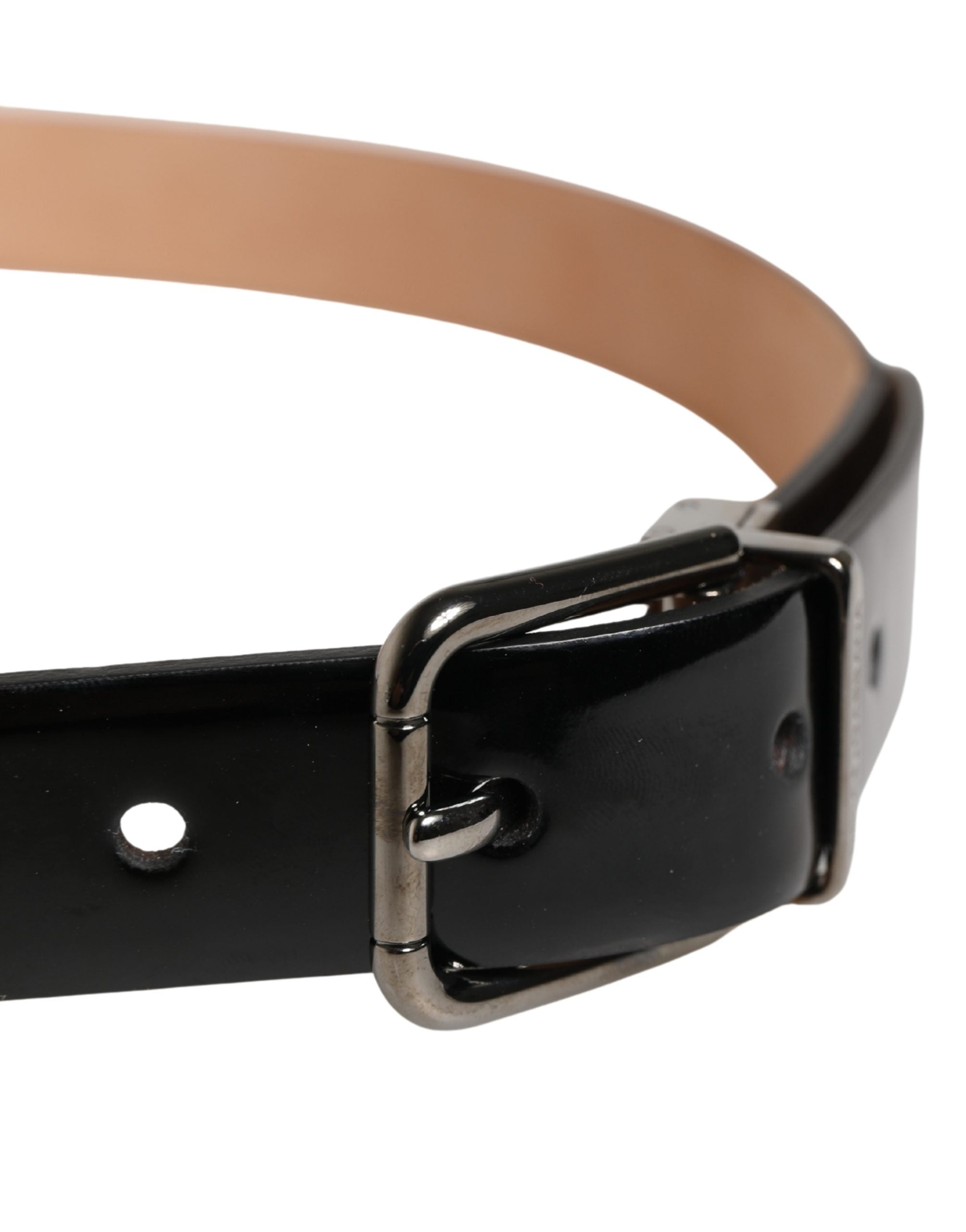Dolce & Gabbana Herrenschließe aus schwarzem Leder mit Metallschnalle