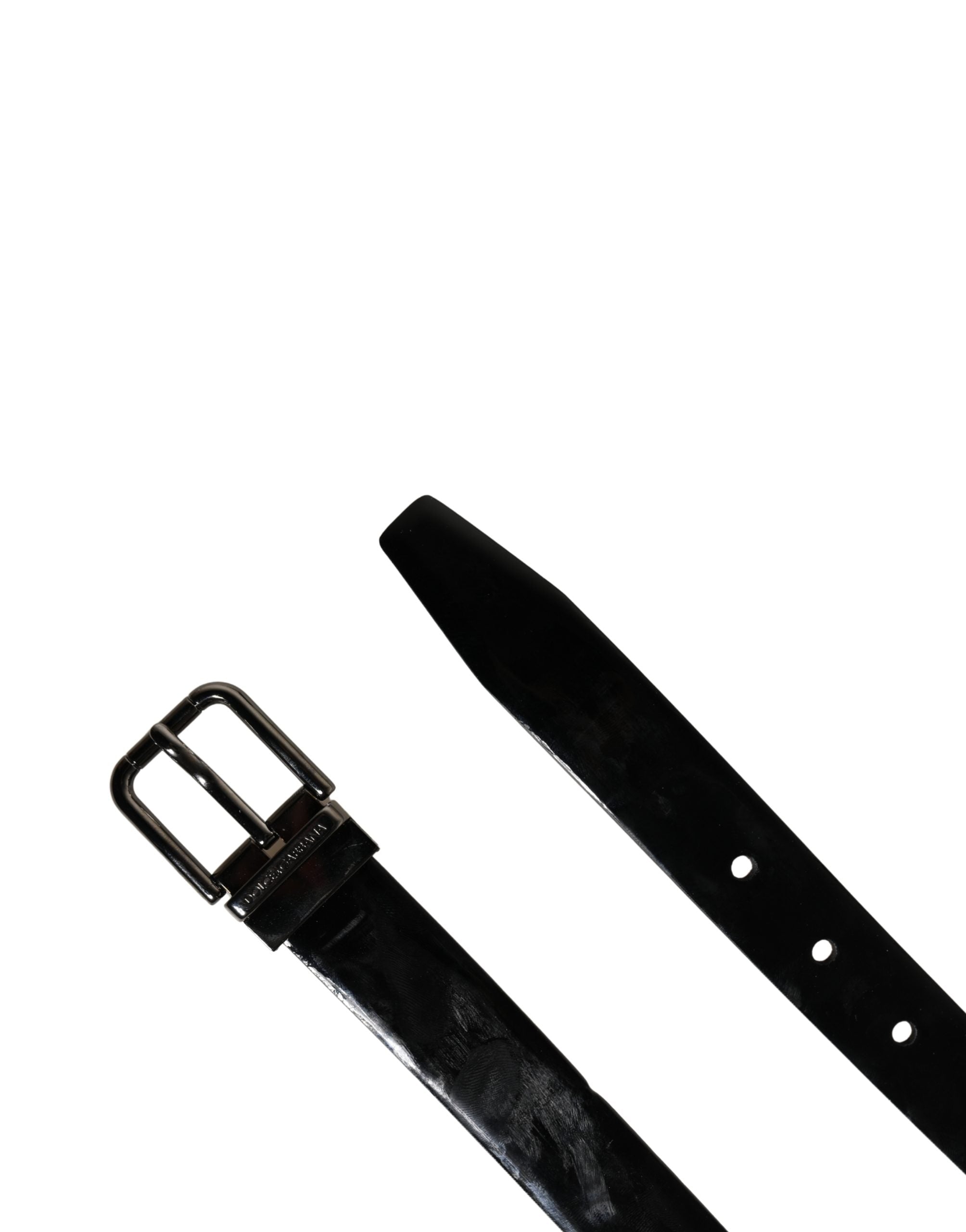 Dolce & Gabbana Herrenschließe aus schwarzem Leder mit Metallschnalle