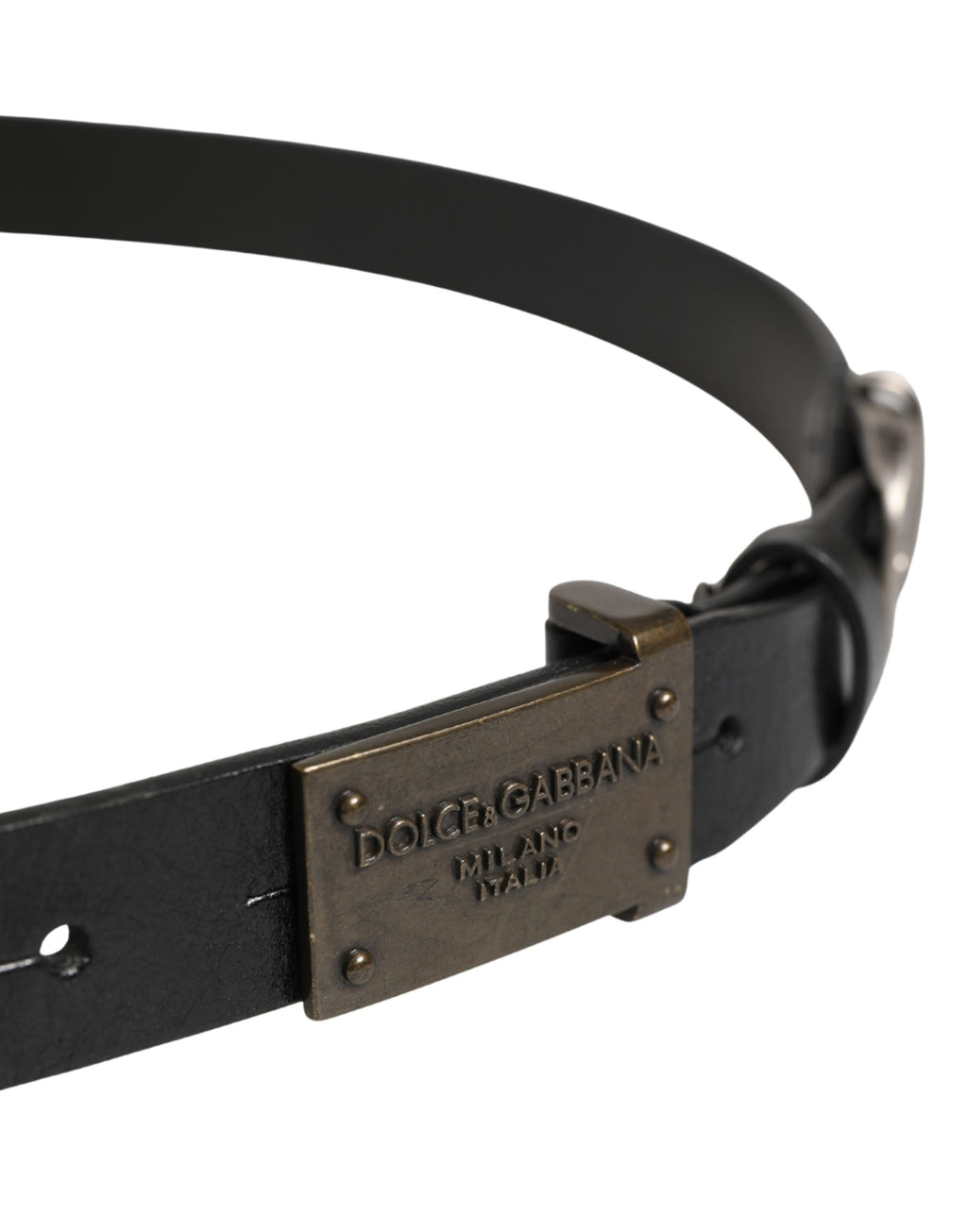 Dolce & Gabbana Herrenschließe aus schwarzem Leder mit klassischem Logo