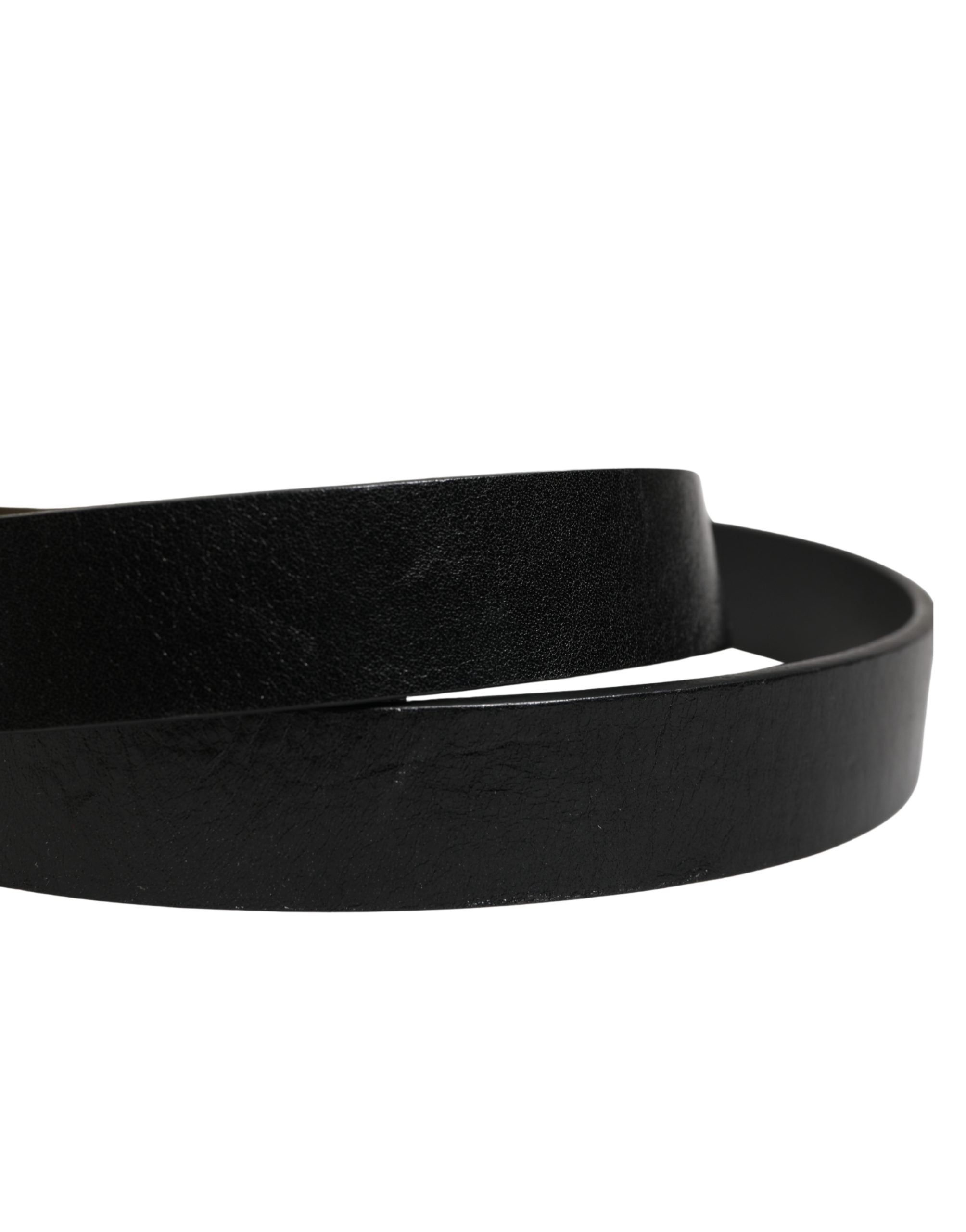 Dolce & Gabbana Herrenschließe aus schwarzem Leder mit klassischem Logo
