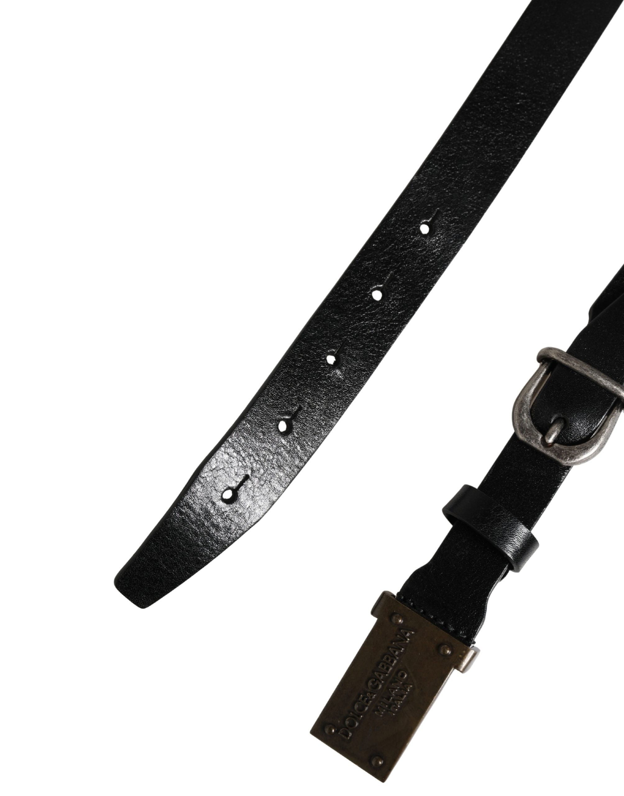 Dolce & Gabbana Herrenschließe aus schwarzem Leder mit klassischem Logo