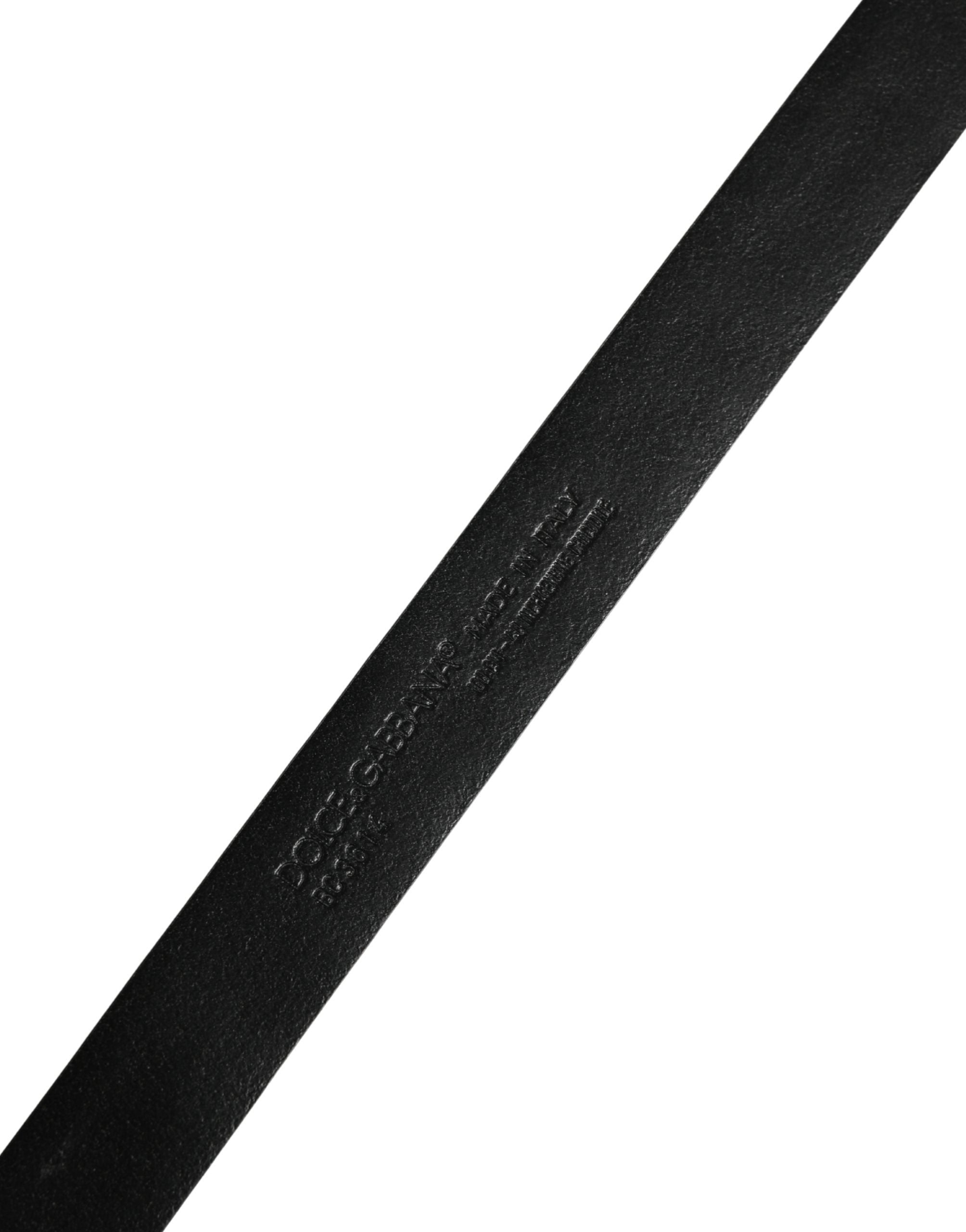 Dolce & Gabbana Men's Black Exotic Leather Belt with Metal Buckle