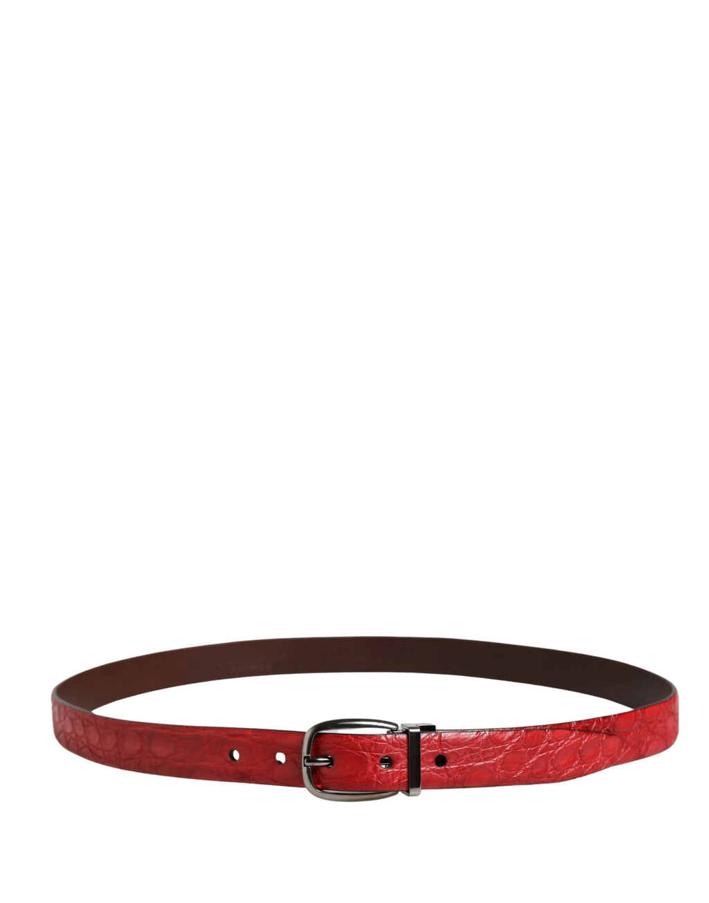 Dolce & Gabbana Men's Belt in Red Exotic Leather with Metal Buckle