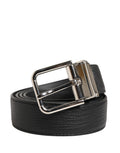 Dolce & Gabbana Herrenschließe Gürtel aus schwarzem Leder mit Metallschnalle