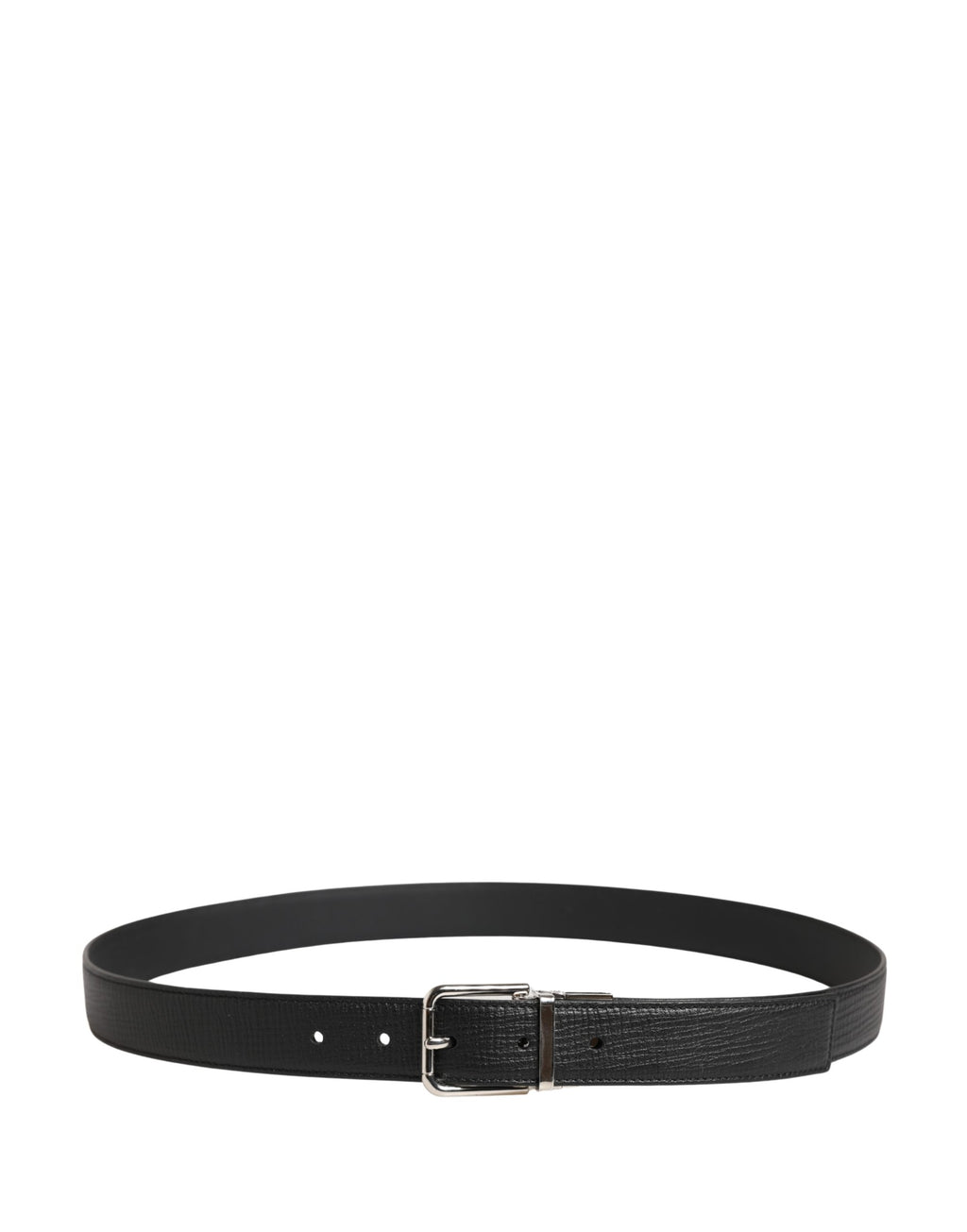 Dolce & Gabbana Herrenschließe Gürtel aus schwarzem Leder mit Metallschnalle