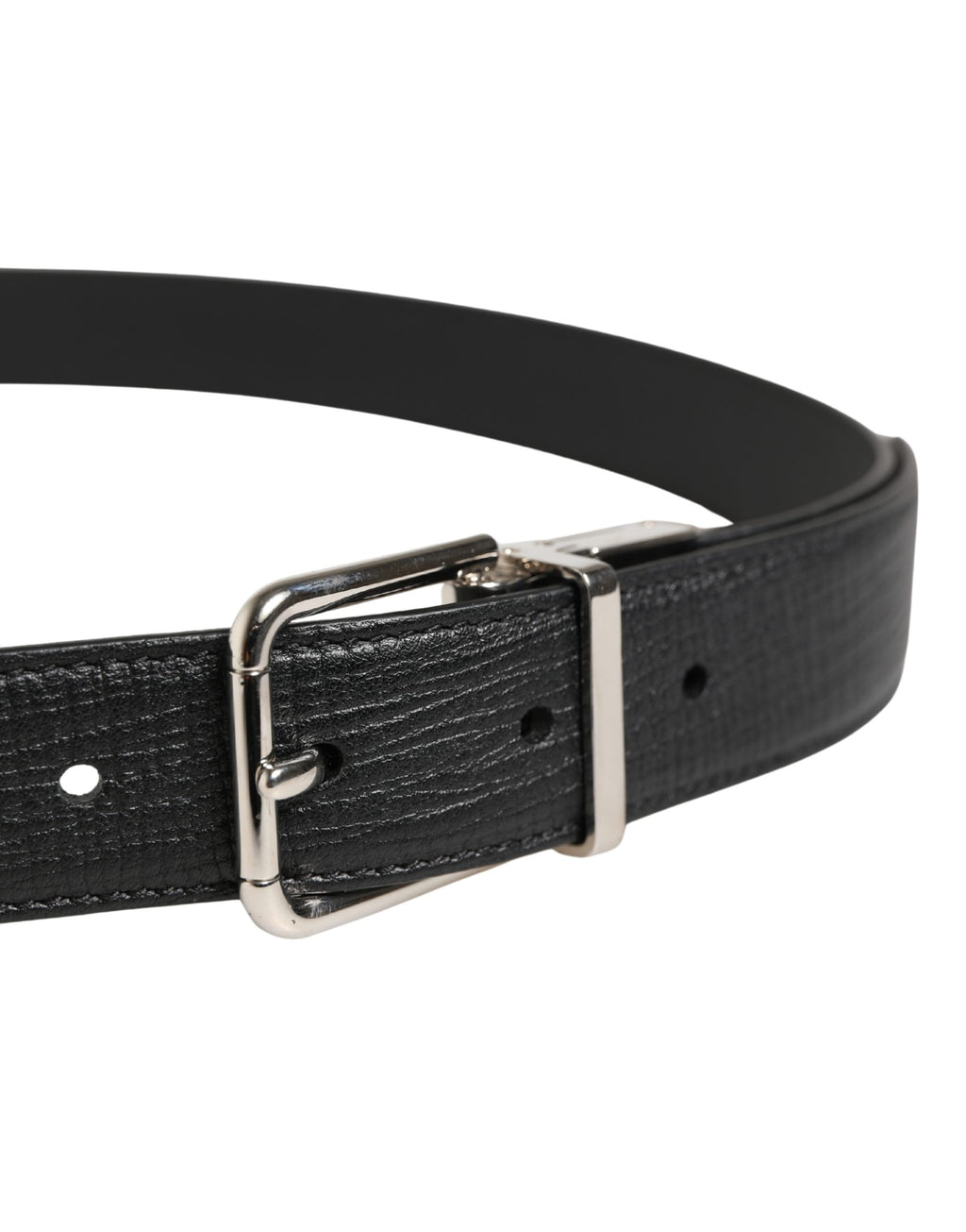 Dolce & Gabbana Herrenschließe Gürtel aus schwarzem Leder mit Metallschnalle