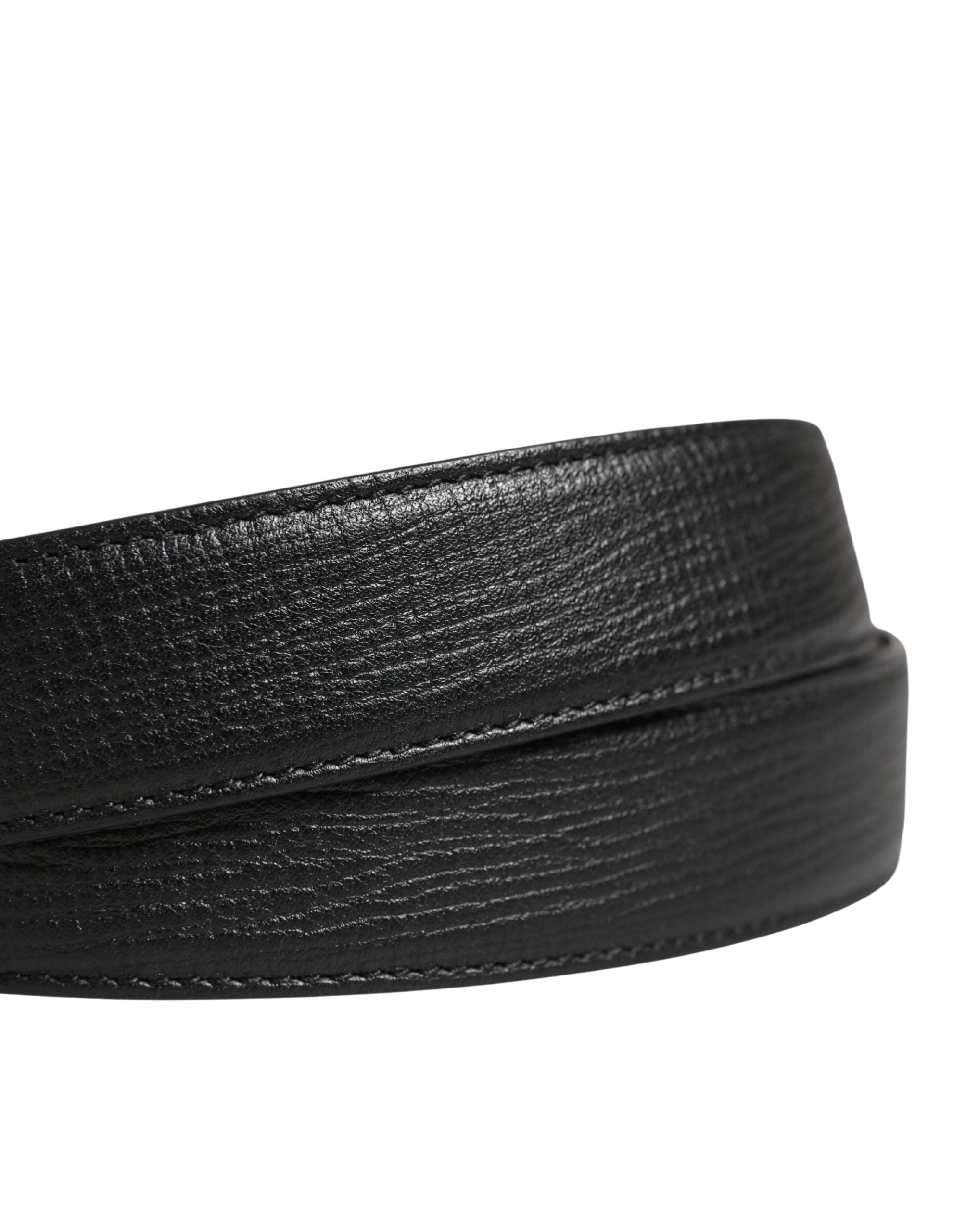 Dolce & Gabbana Herrenschließe Gürtel aus schwarzem Leder mit Metallschnalle