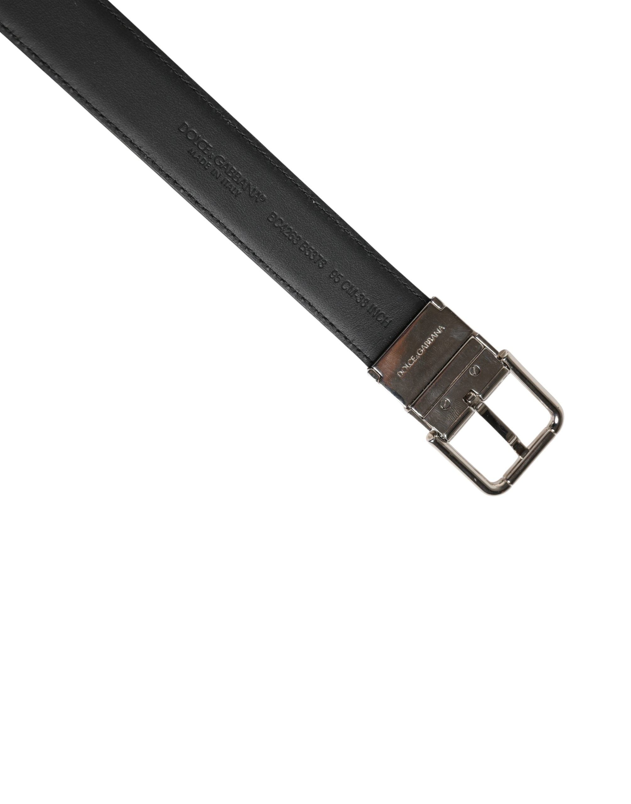 Dolce & Gabbana Herrenschließe Gürtel aus schwarzem Leder mit Metallschnalle