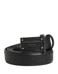 Dolce & Gabbana Herren Gürtel aus schwarzem Kalbsleder mit Logo und Metallschnalle