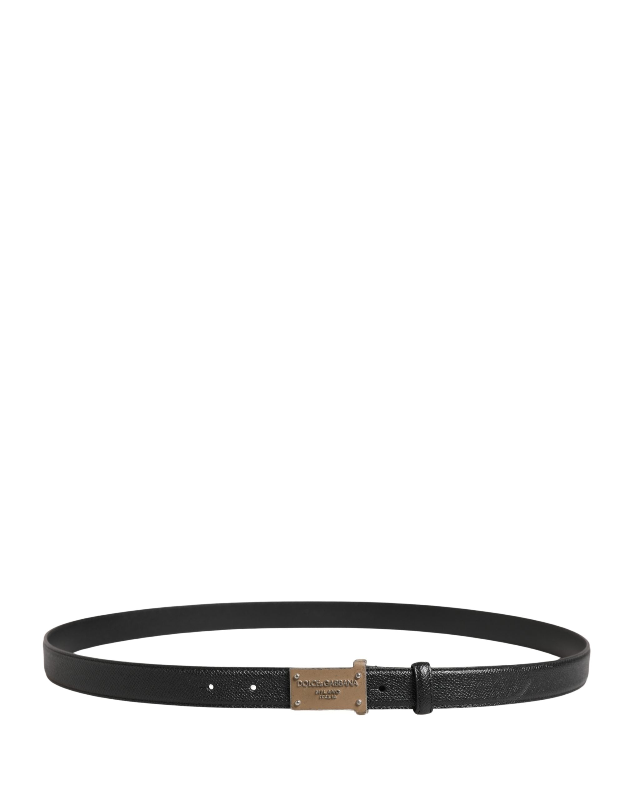 Dolce & Gabbana Herren Gürtel aus schwarzem Kalbsleder mit Logo und Metallschnalle