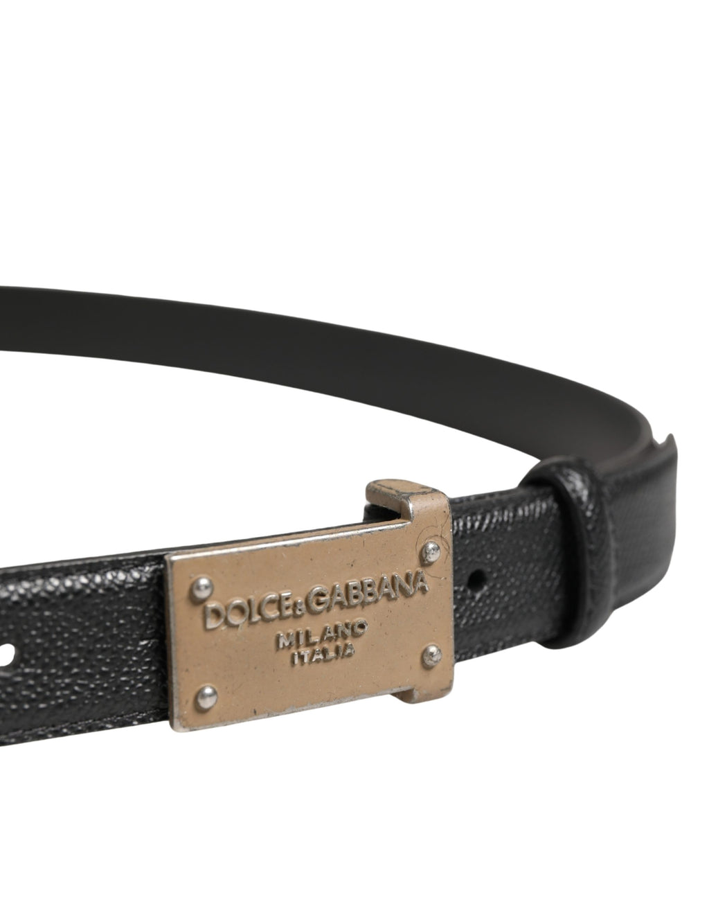 Dolce & Gabbana Herren Gürtel aus schwarzem Kalbsleder mit Logo und Metallschnalle