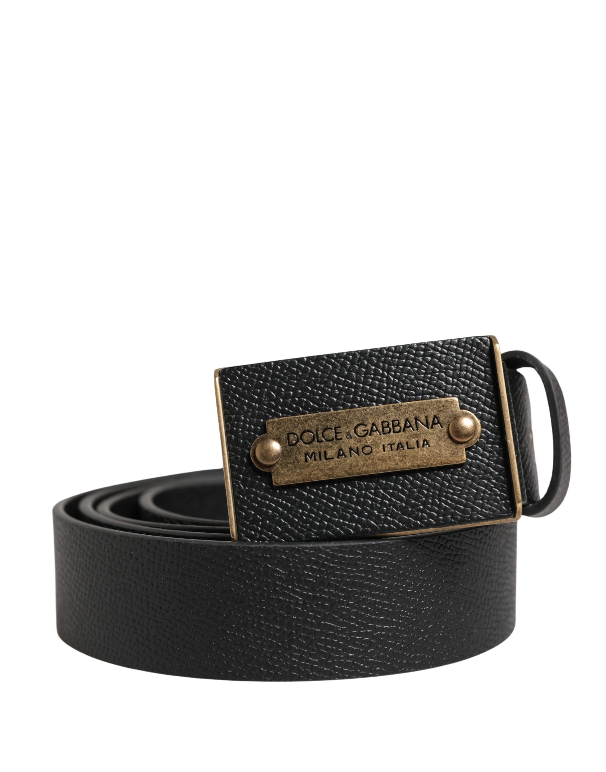 Dolce & Gabbana Men's Belt in Black Calfskin with Metal Buckle