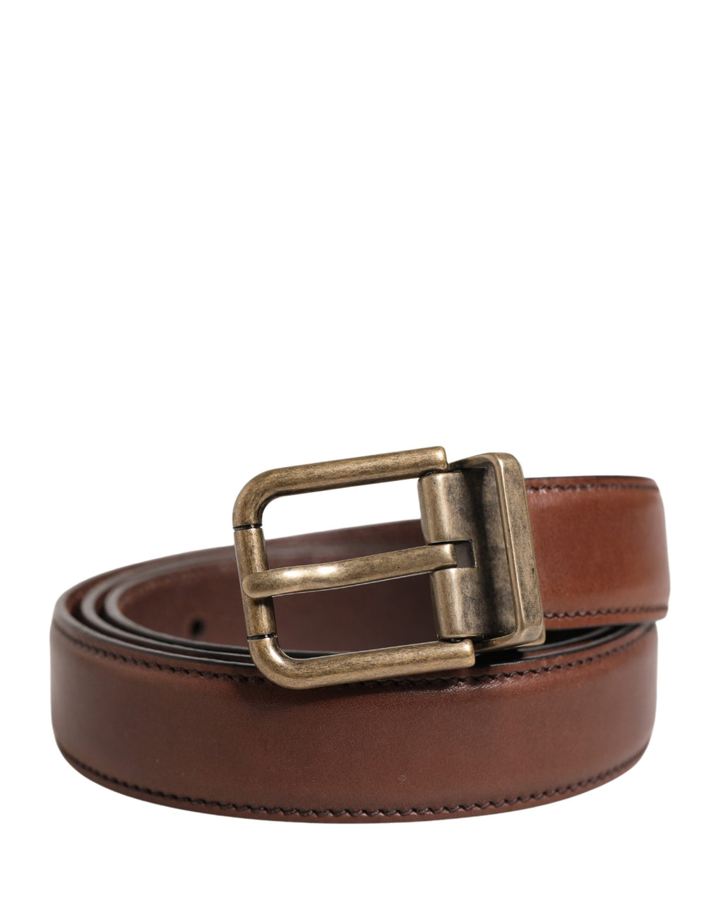 Dolce & Gabbana Herren Gürtel aus braunem Leder mit klassischer Metallschnalle
