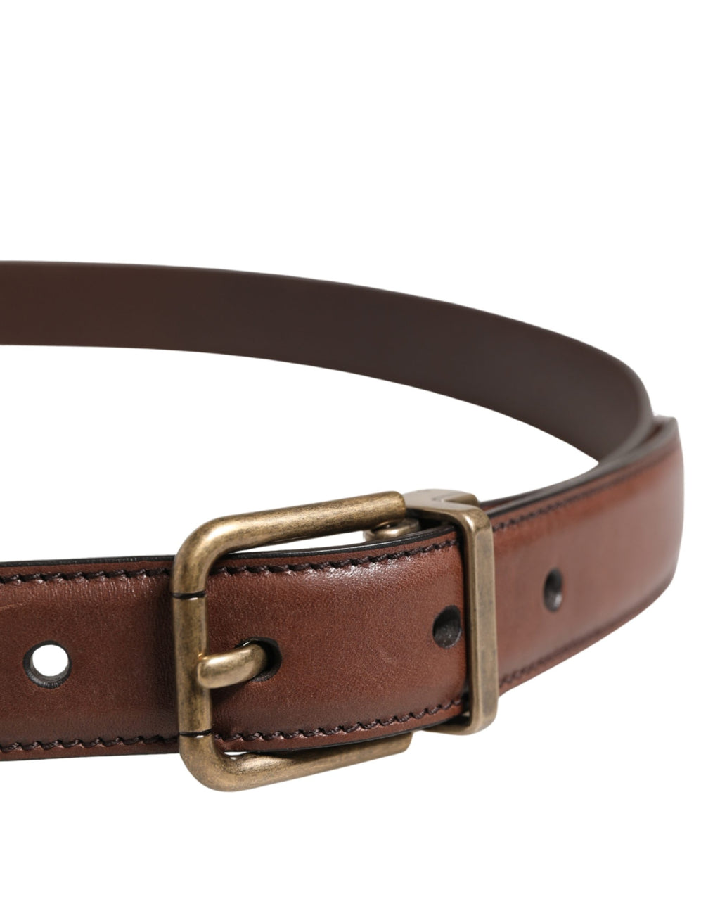 Dolce & Gabbana Herren Gürtel aus braunem Leder mit klassischer Metallschnalle