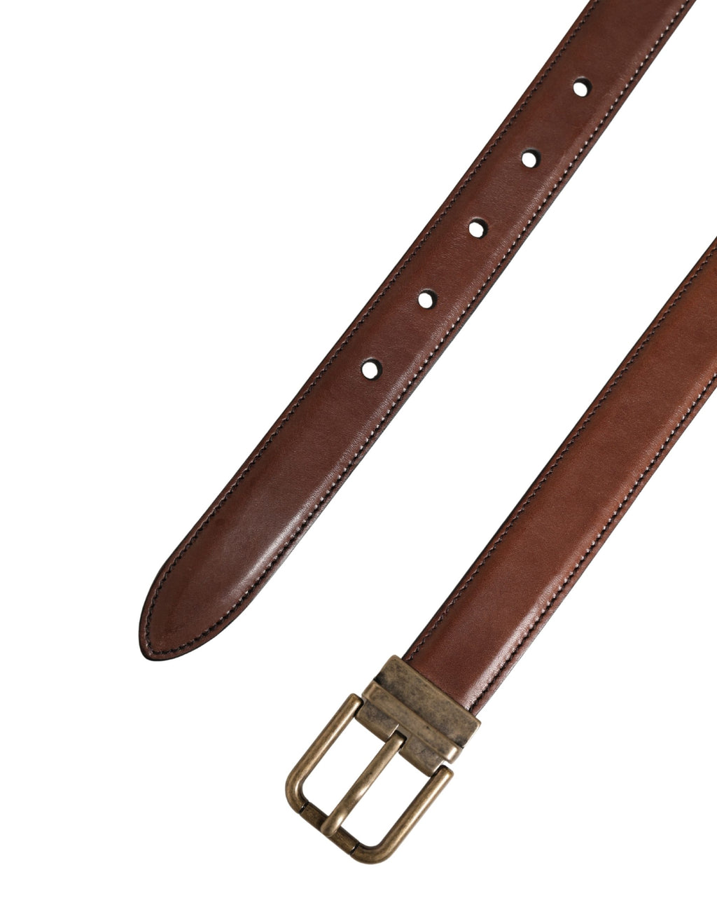 Dolce & Gabbana Herren Gürtel aus braunem Leder mit klassischer Metallschnalle