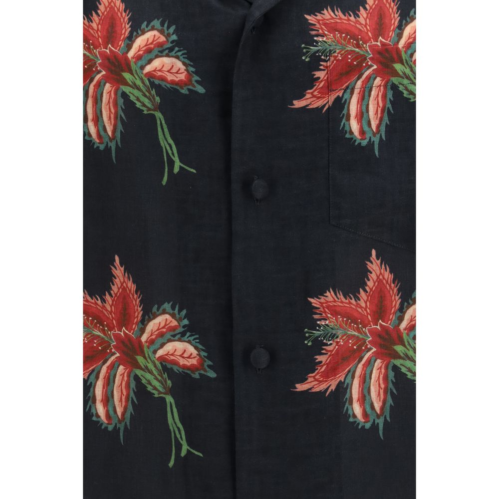 Valentino Schwarzes Hemd mit Leinenmuster