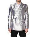 Dolce & Gabbana Silver SICILIA Double-Breasted Silk Blazer