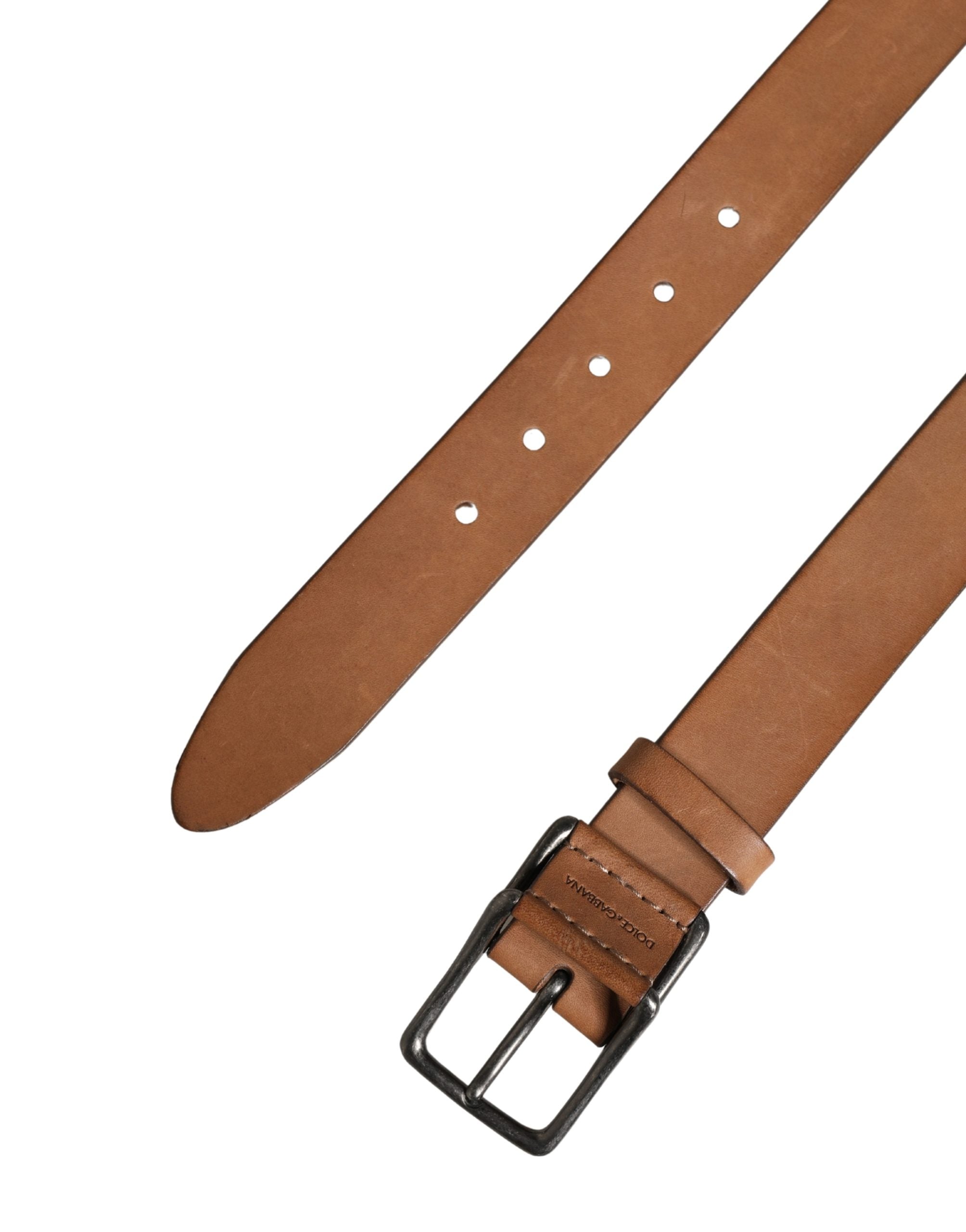 Dolce & Gabbana Herren Gürtel aus braunem Leder mit klassischer Metallschnalle