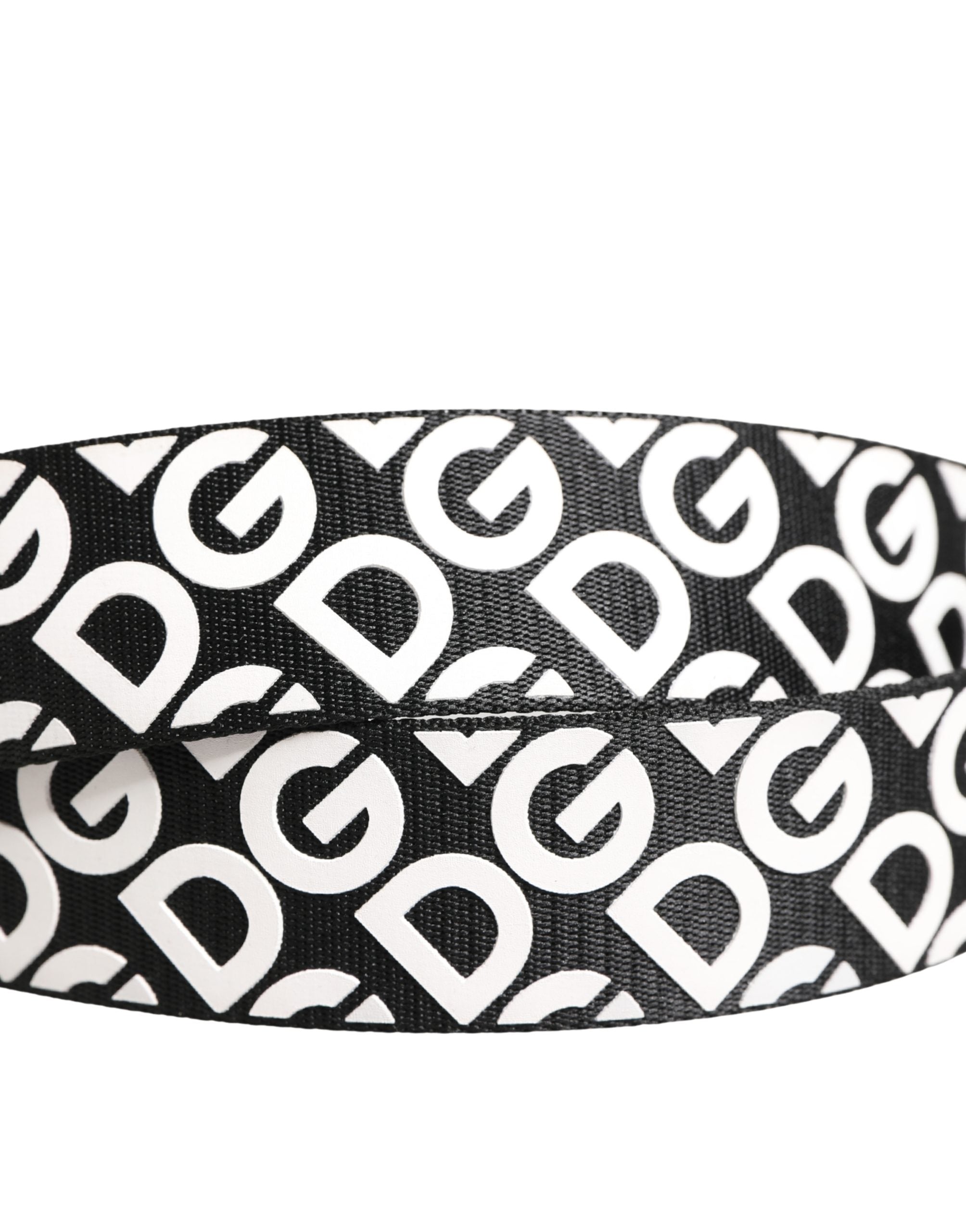Dolce & Gabbana Weiß-schwarzer Ledergürtel mit Logo und Metallschnalle