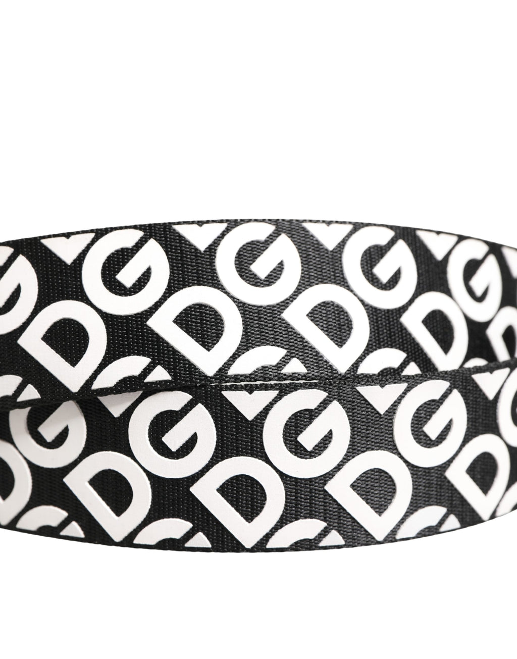 Dolce & Gabbana Weiß-schwarzer Ledergürtel mit Logo und Metallschnalle