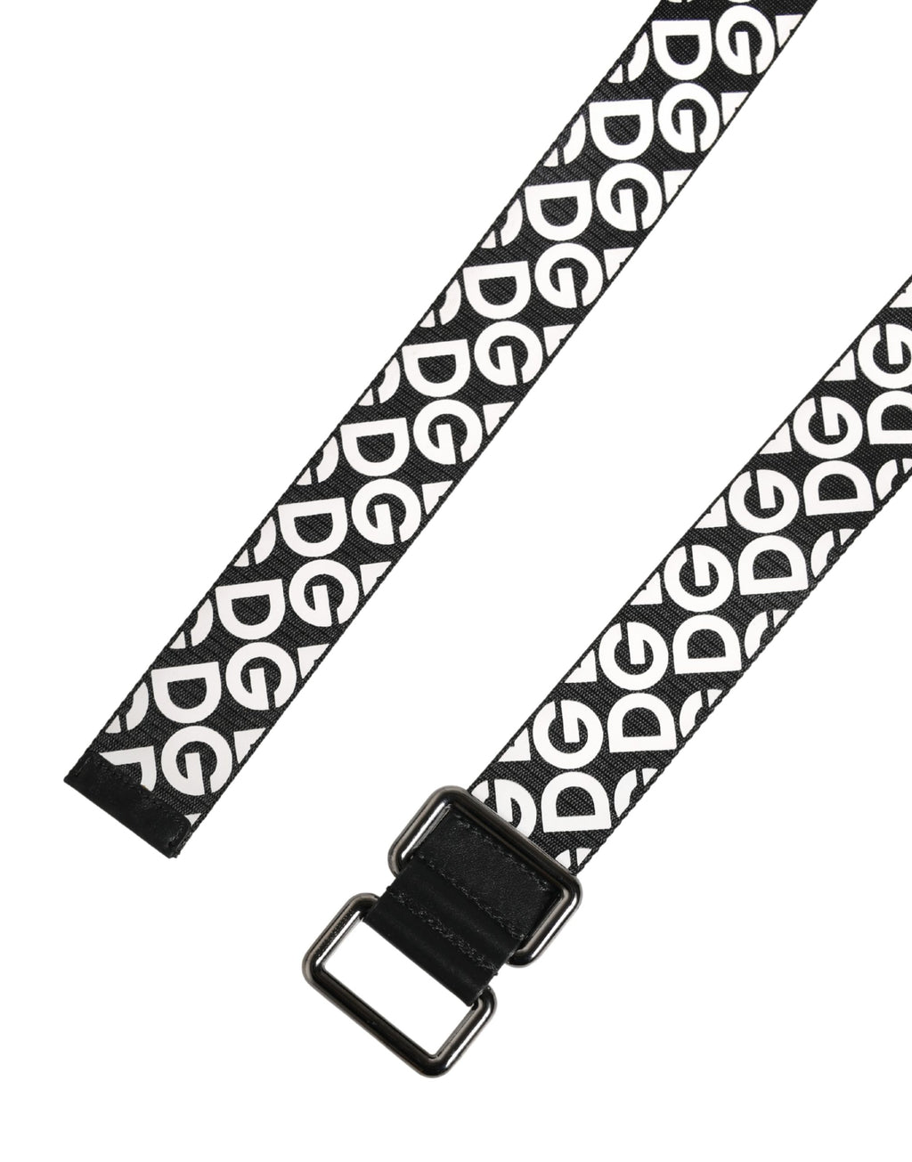Dolce & Gabbana Weiß-schwarzer Ledergürtel mit Logo und Metallschnalle