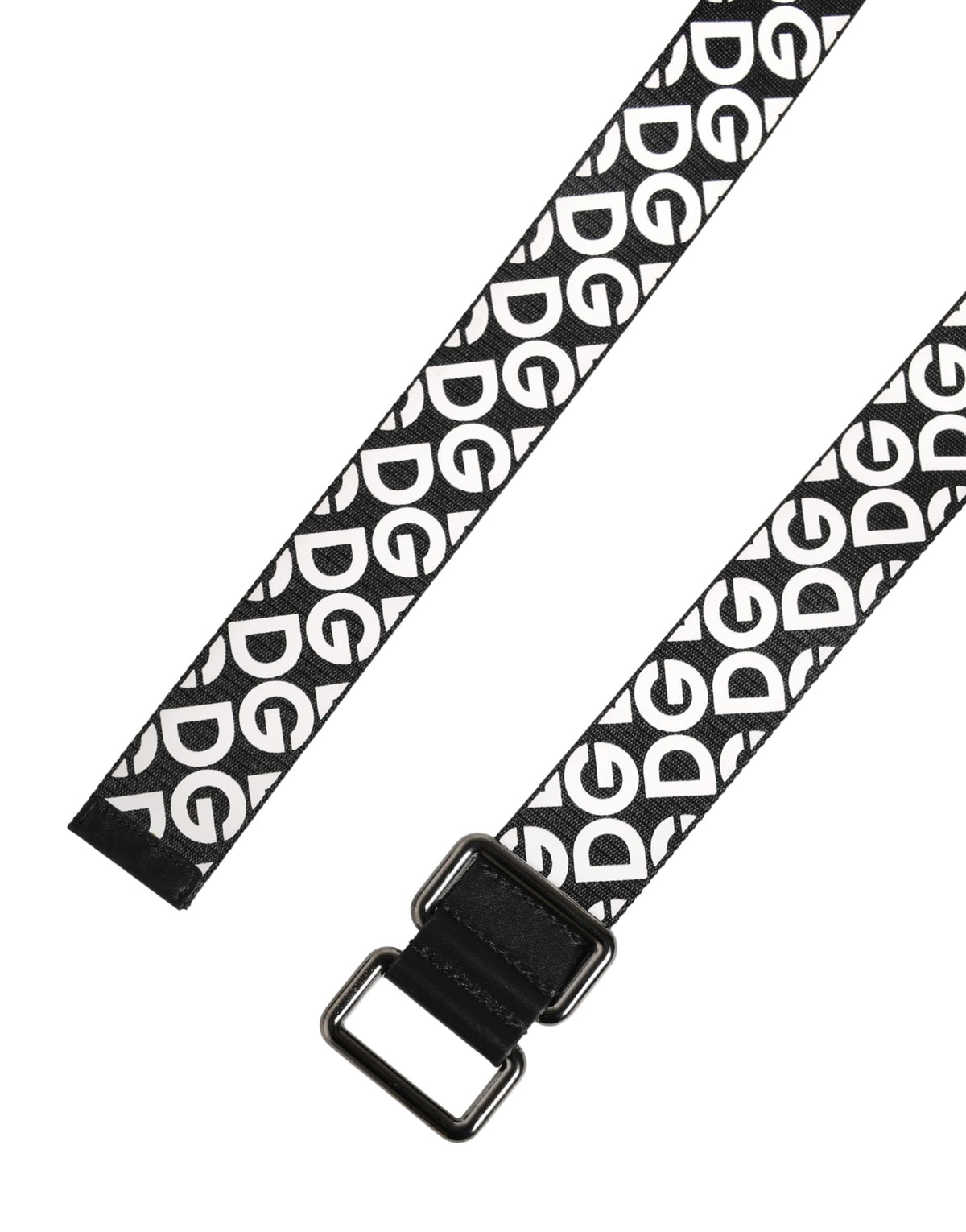 Dolce & Gabbana Weiß-schwarzer Ledergürtel mit Logo und Metallschnalle