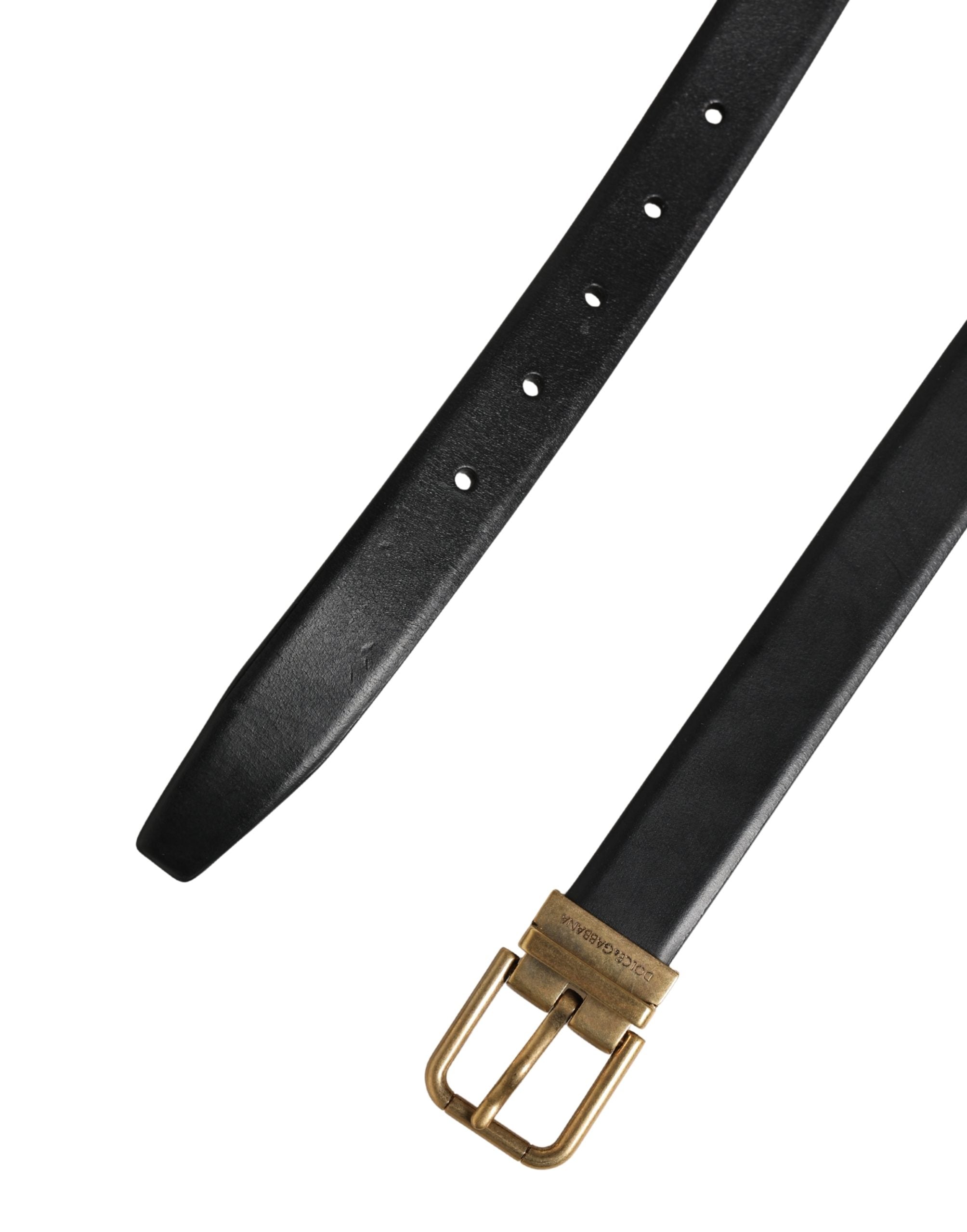 Dolce & Gabbana Herrenschließe Gürtel aus schwarzem Leder
