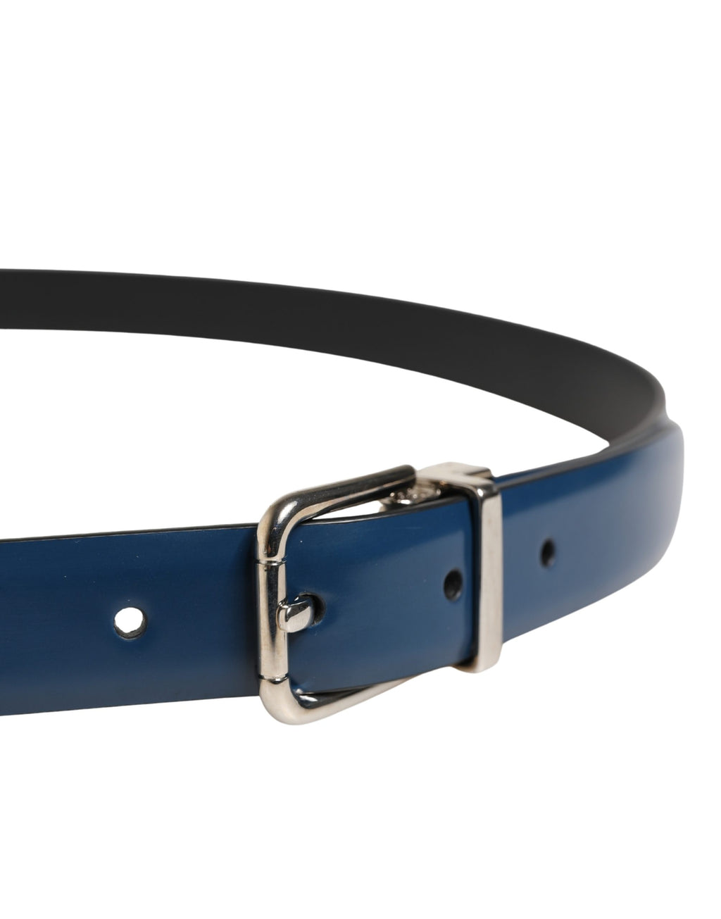 Dolce & Gabbana Men's Classic Blue Leather Belt with Metal Buckle