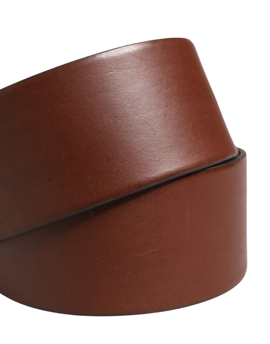 Dolce & Gabbana Brown Leather Belt with Wide Waistband and Round Metal Buckle