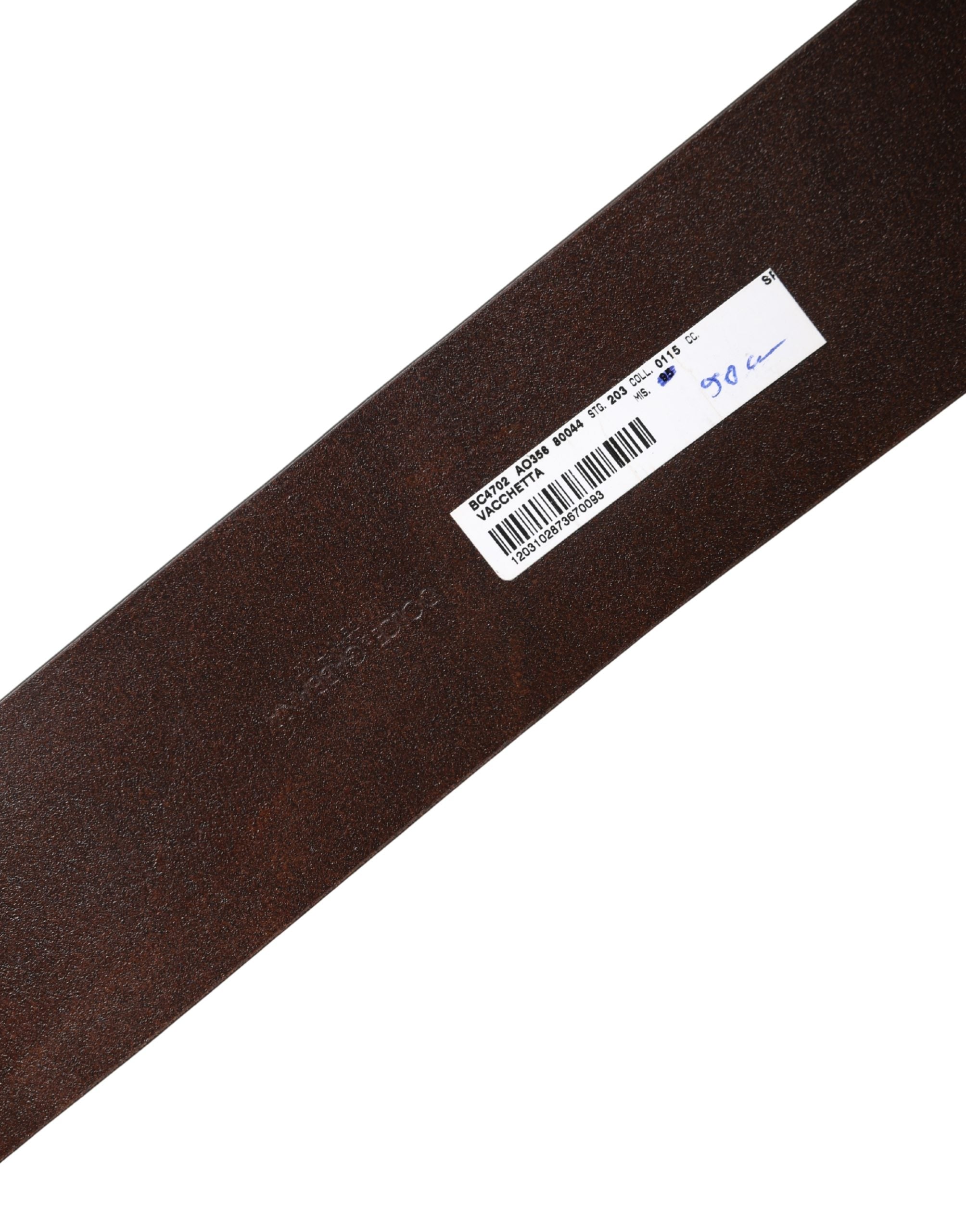 Dolce & Gabbana Brown Leather Belt with Wide Waistband and Round Metal Buckle