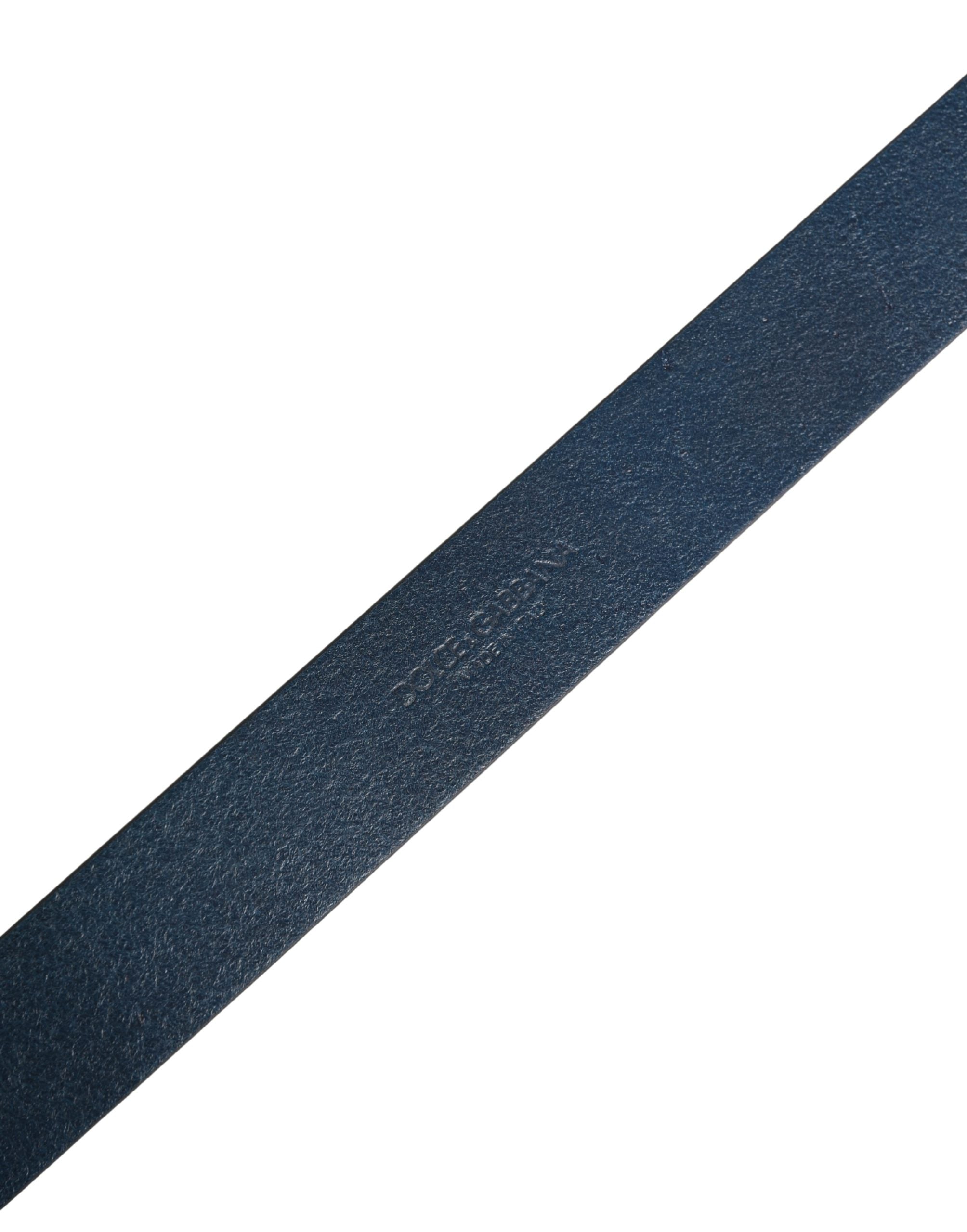 Dolce & Gabbana Herren Gürtel aus blauem Kalbsleder mit Logo und Metallschnalle