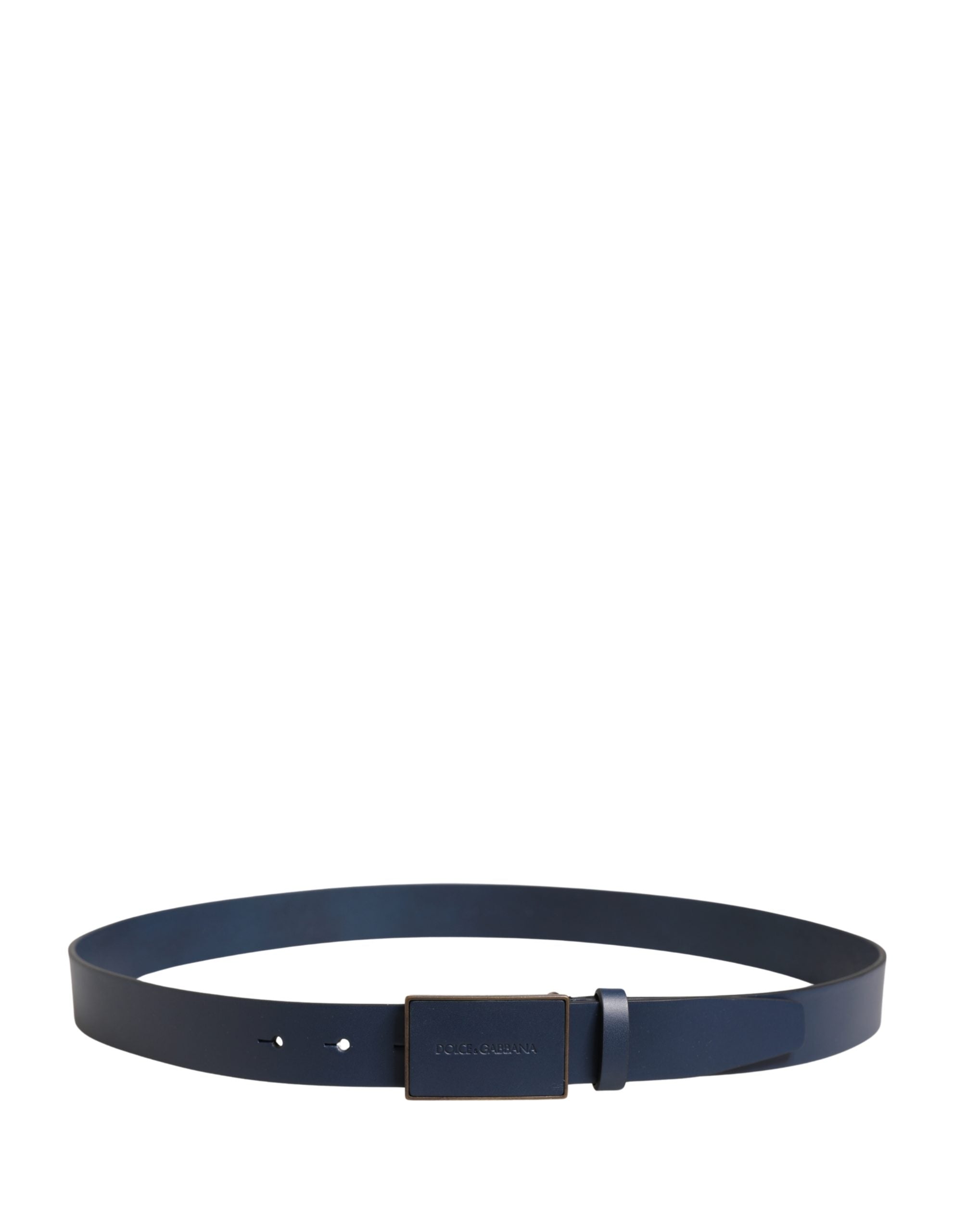 Dolce & Gabbana Men's Belt in Blue Calfskin with Logo and Metal Buckle