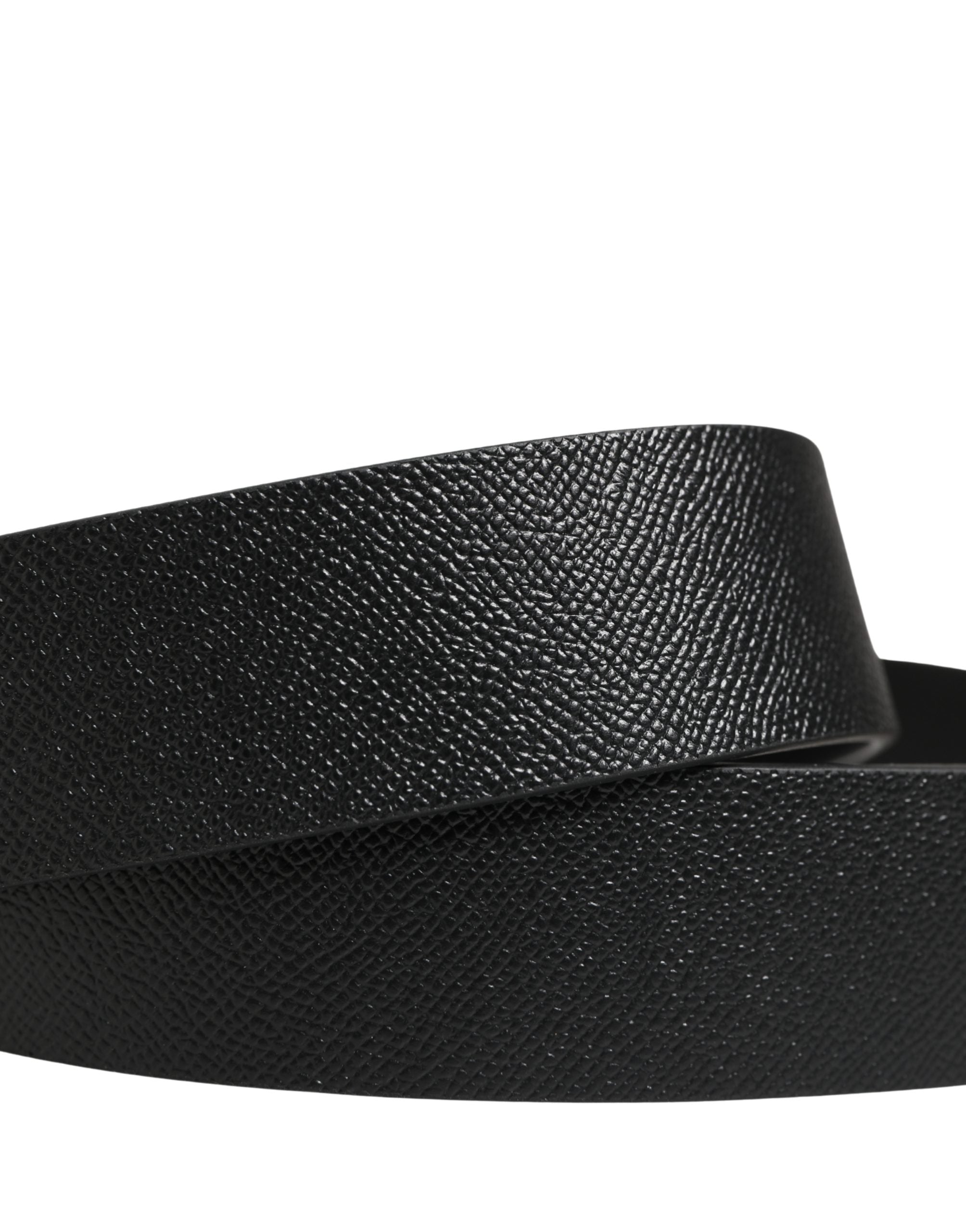 Dolce & Gabbana Men's Black Leather Belt with DG Logo and Metal Buckle