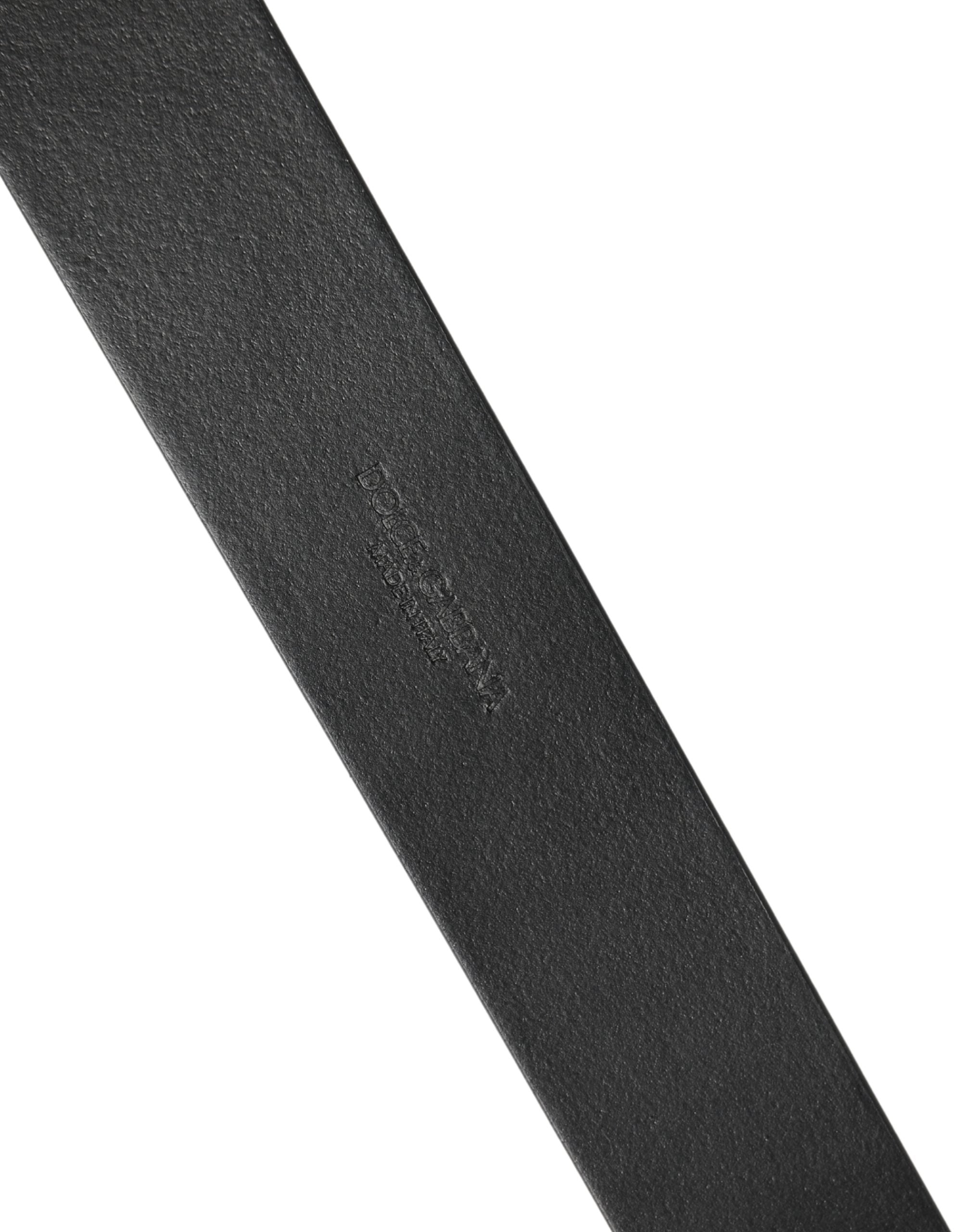 Dolce & Gabbana Men's Black Leather Belt with DG Logo and Metal Buckle