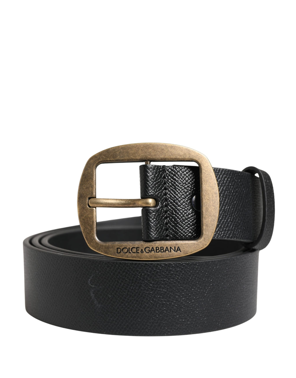 Dolce & Gabbana Herrenschließe aus schwarzem Leder mit Metallschnalle