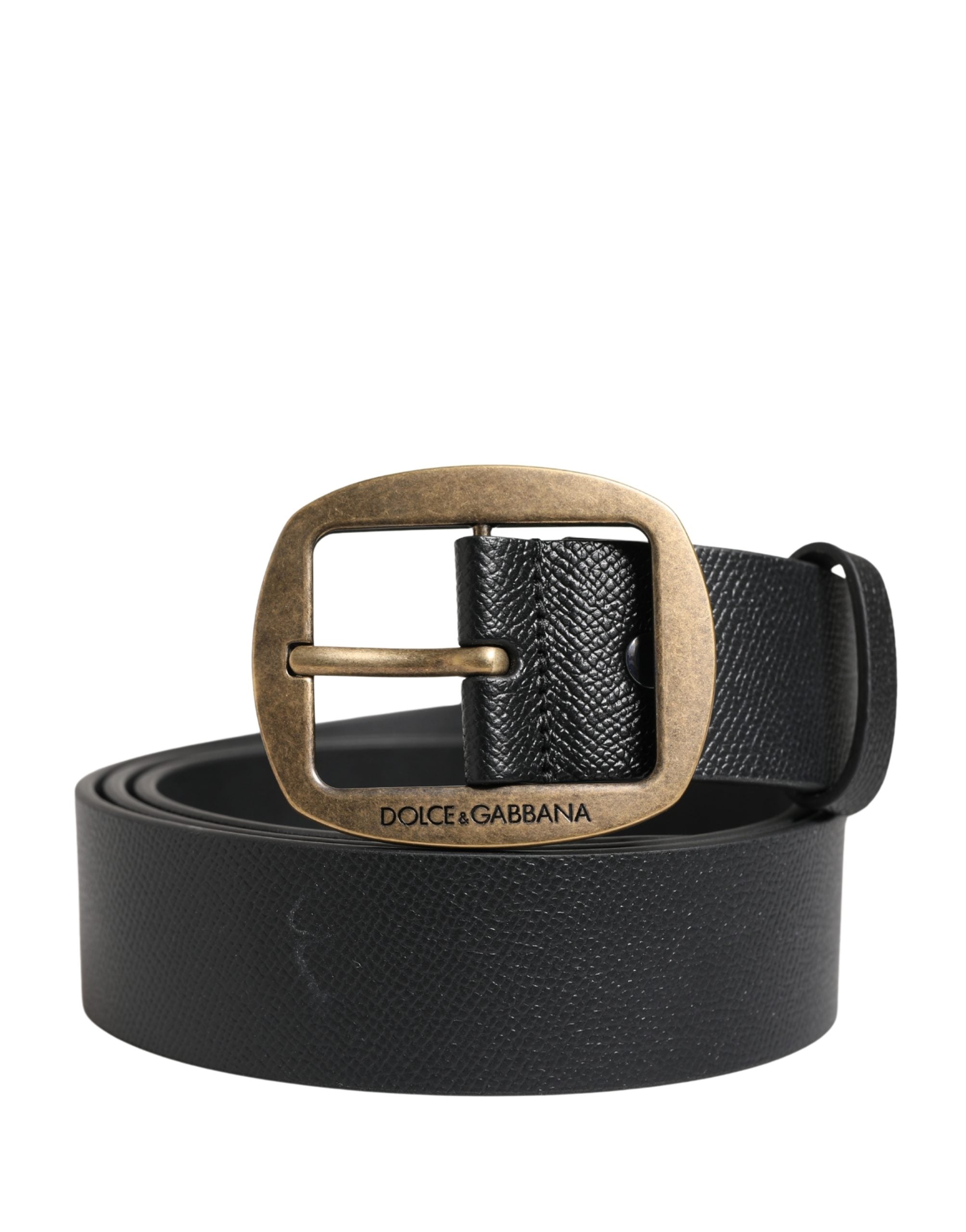 Dolce & Gabbana Herrenschließe aus schwarzem Leder mit Metallschnalle