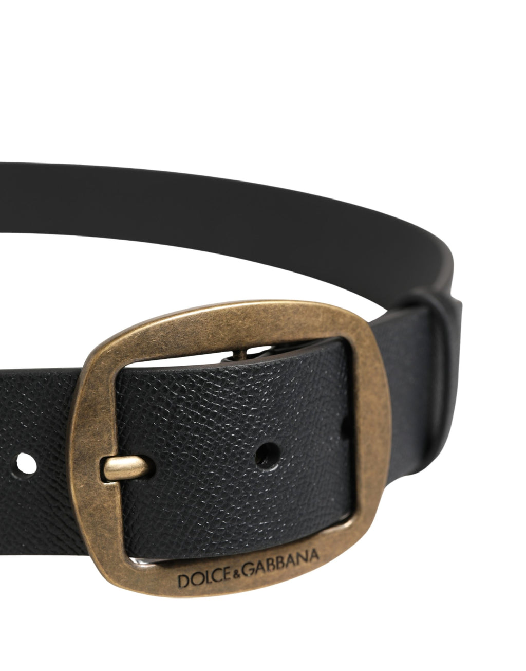Dolce & Gabbana Herrenschließe aus schwarzem Leder mit Metallschnalle