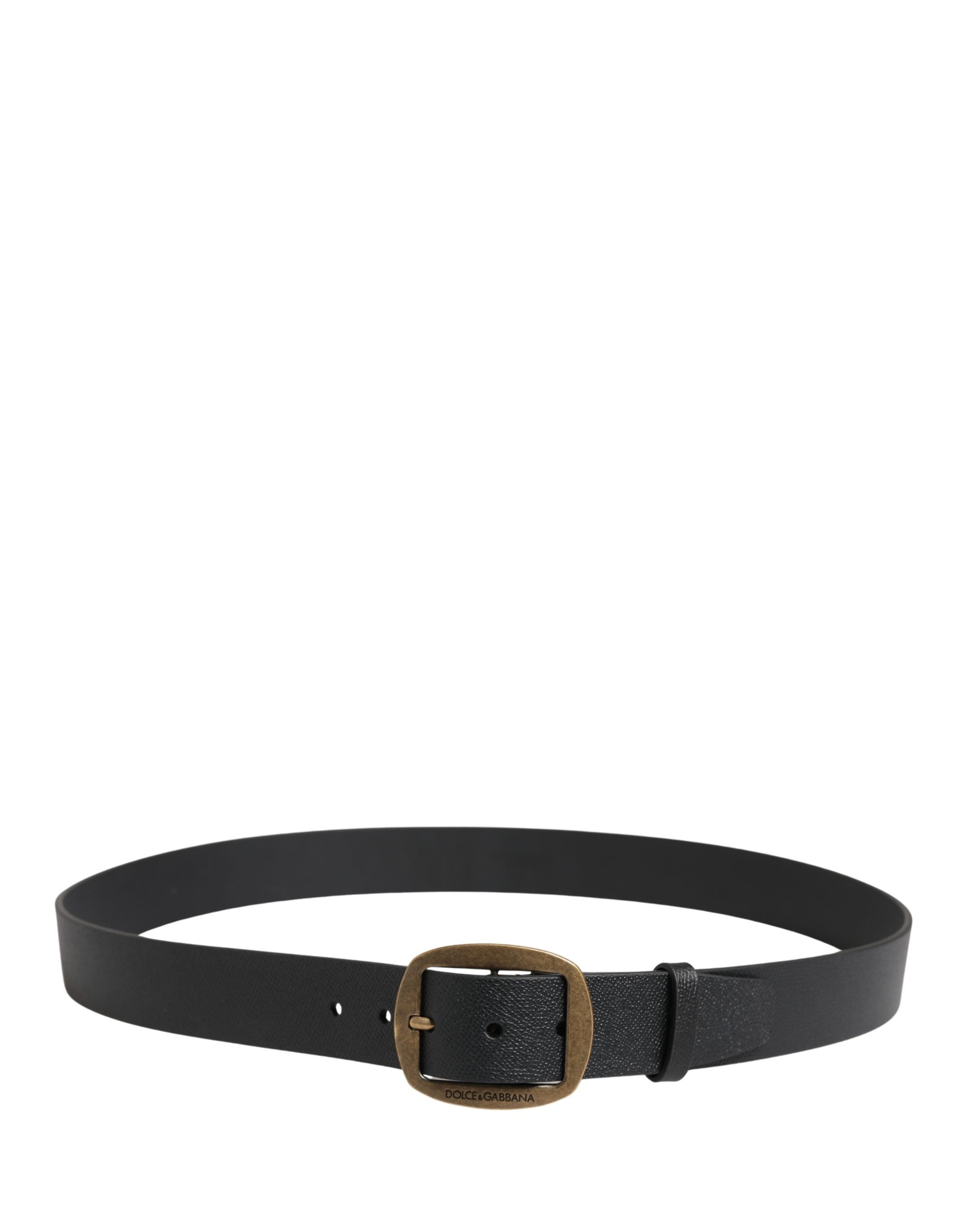 Dolce & Gabbana Herrenschließe aus schwarzem Leder mit Metallschnalle