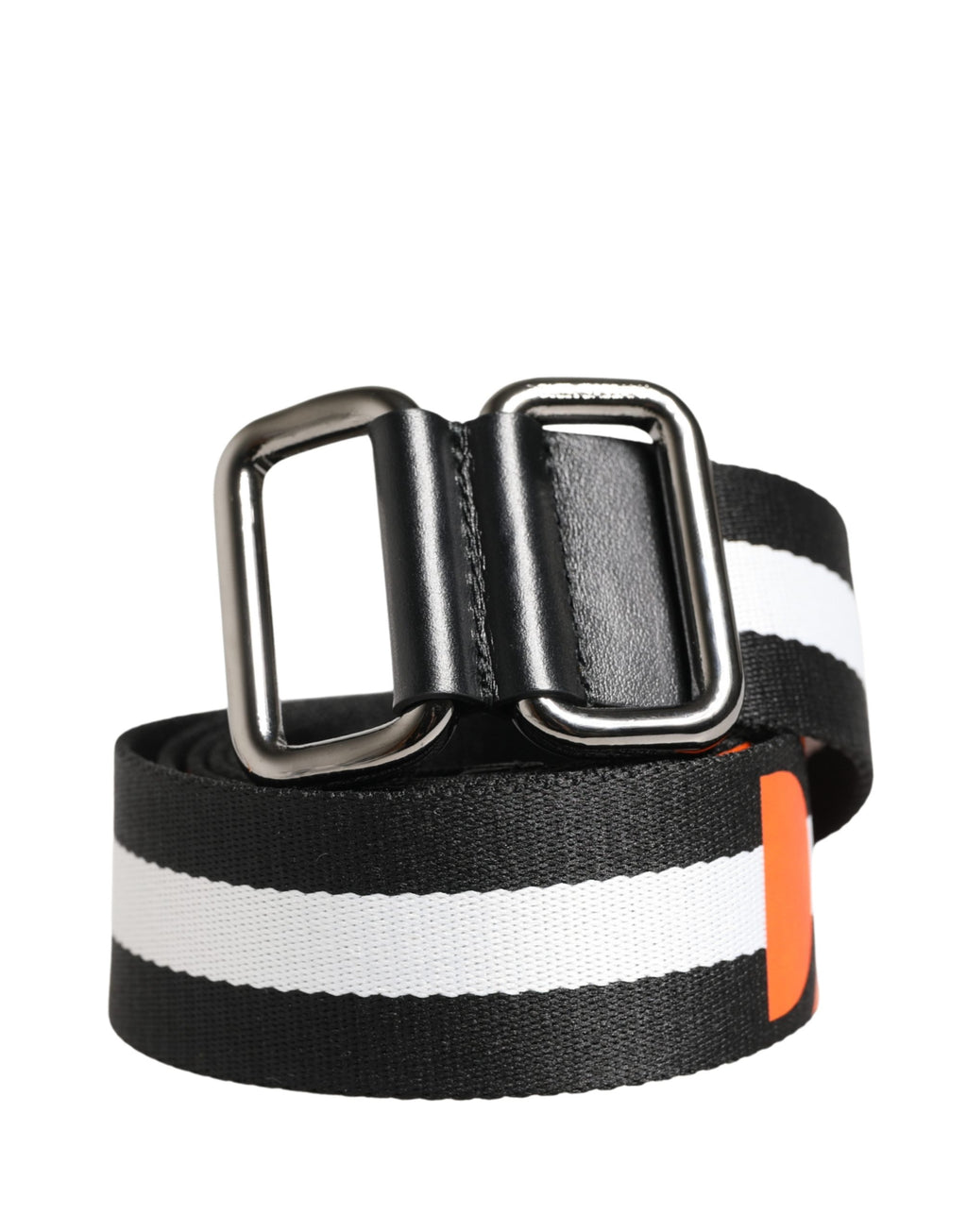 Dolce & Gabbana Herren Gürtel aus schwarzem und weißem Nylon mit Logo und Metallschnalle
