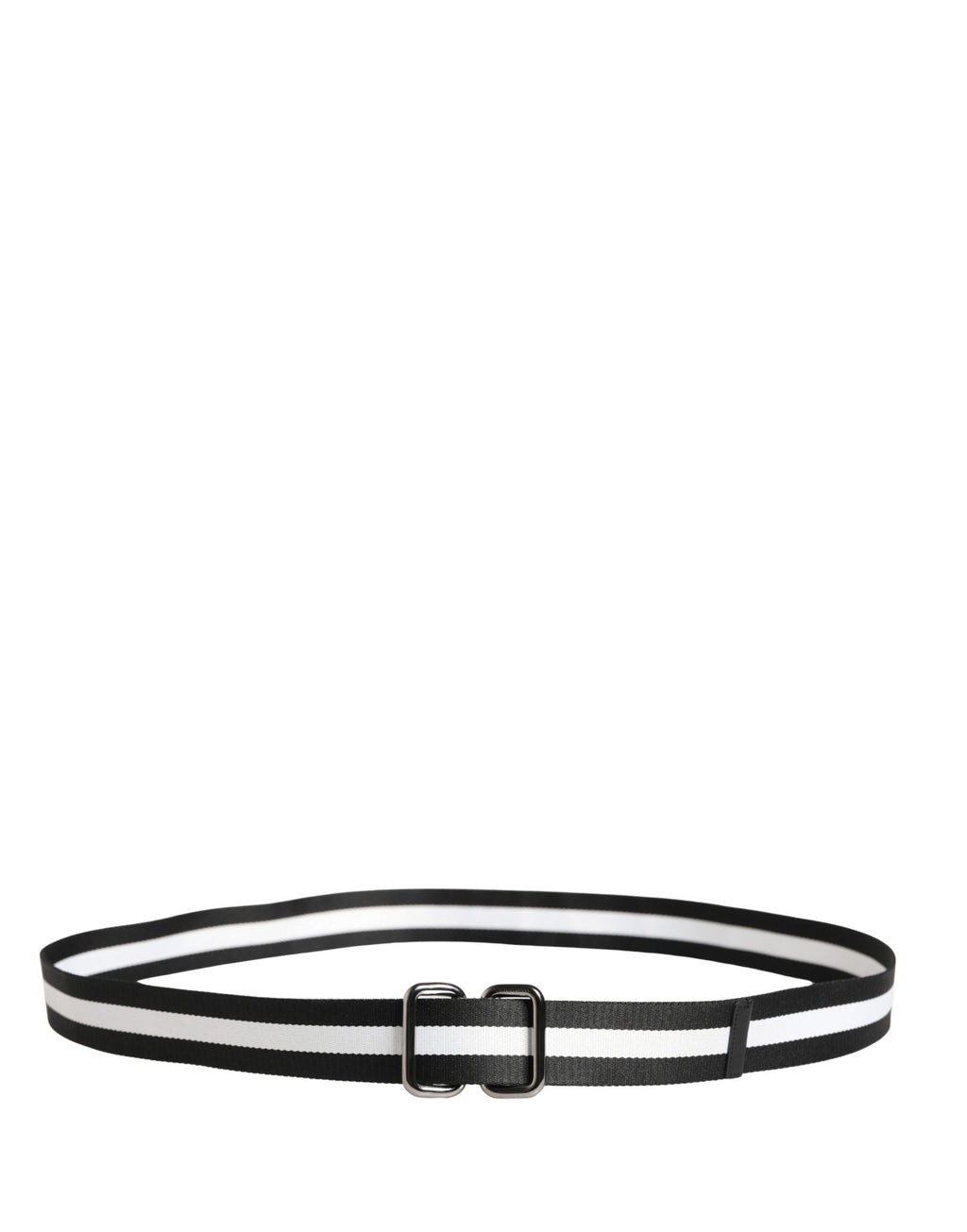 Dolce & Gabbana Herren Gürtel aus schwarzem und weißem Nylon mit Logo und Metallschnalle