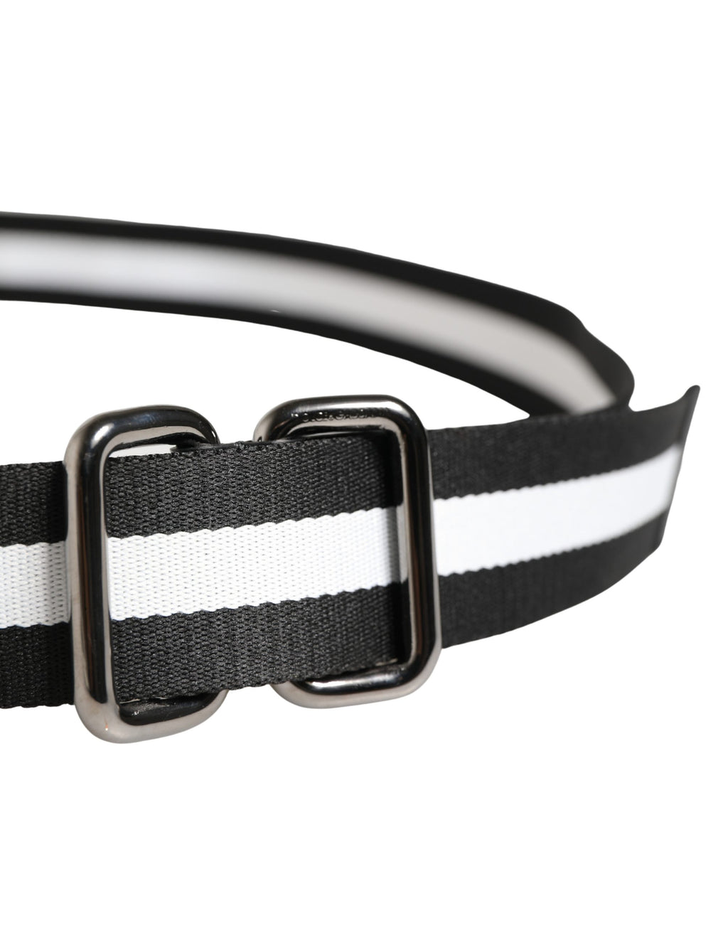 Dolce & Gabbana Herren Gürtel aus schwarzem und weißem Nylon mit Logo und Metallschnalle