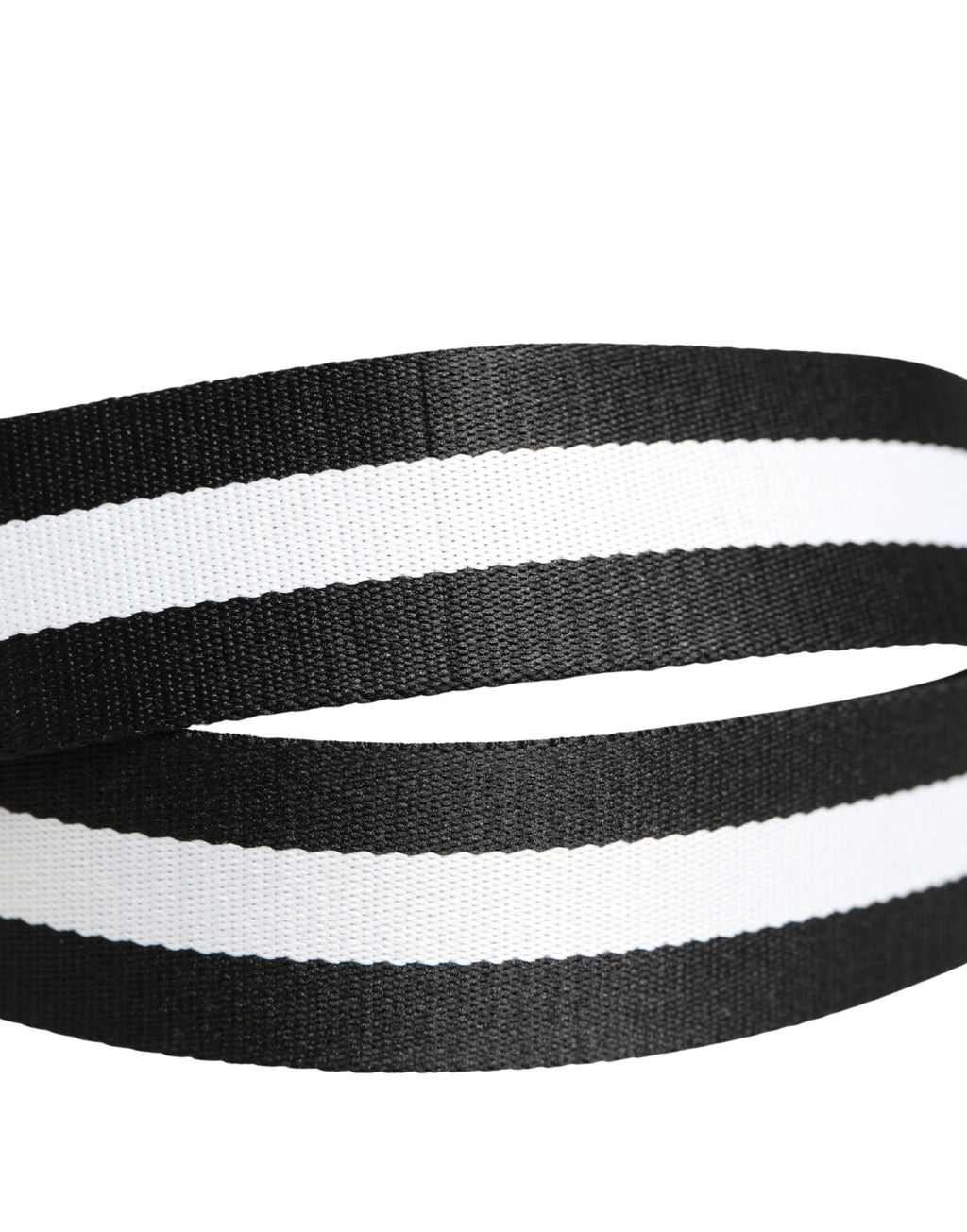 Dolce & Gabbana Herren Gürtel aus schwarzem und weißem Nylon mit Logo und Metallschnalle